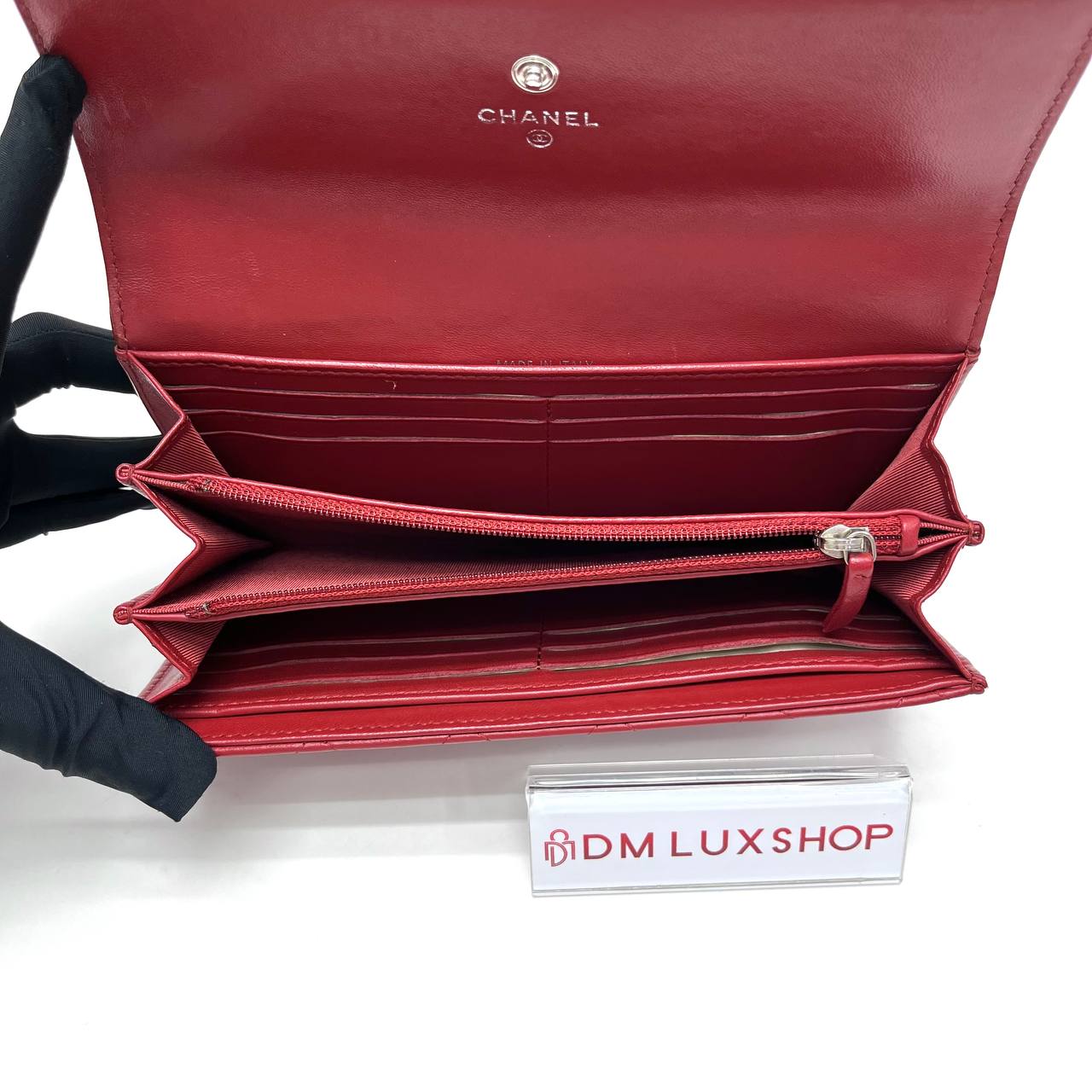 Chanel Red Long Flap Wallet SHW (Serial 15, Y: 2012)