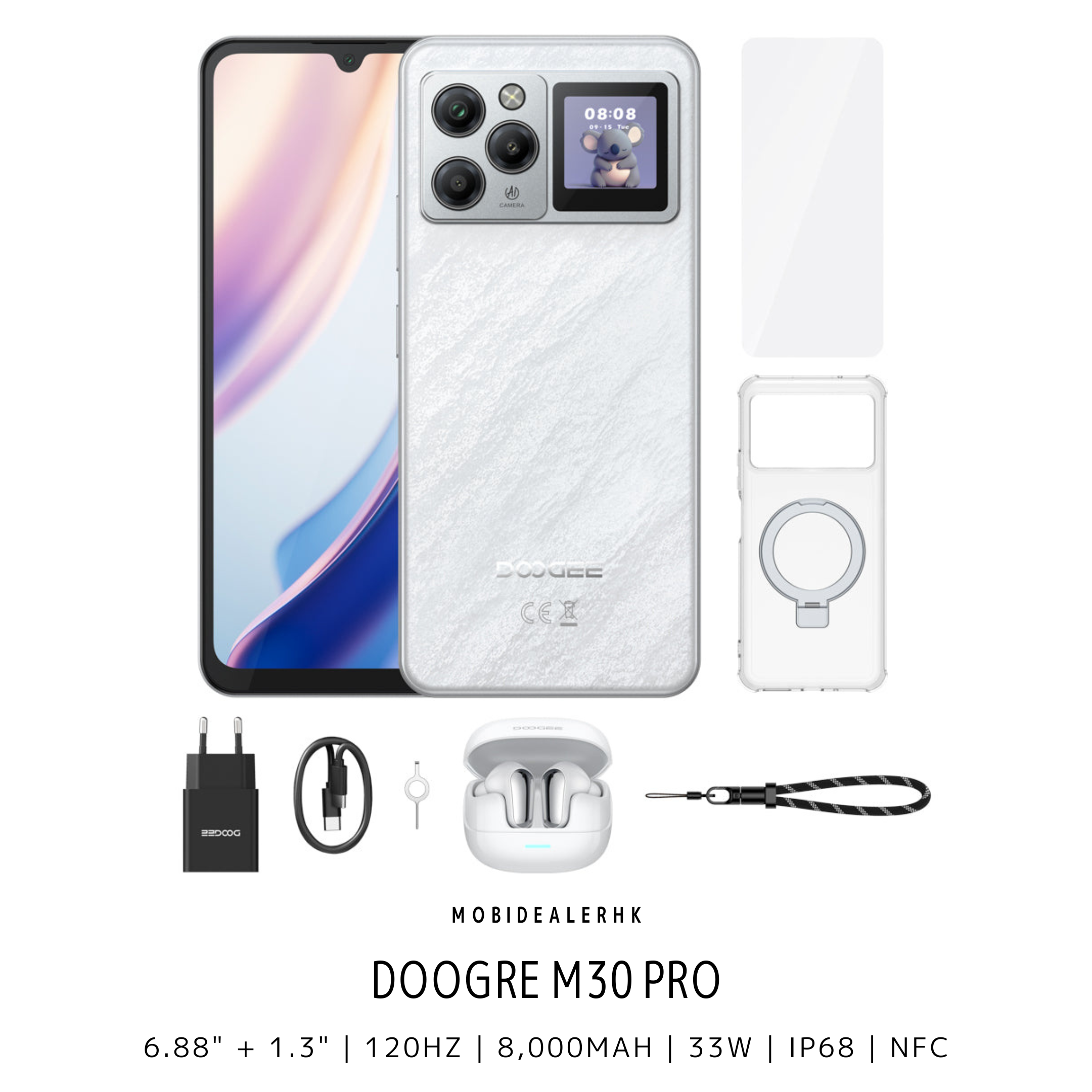 Doogee M30 Pro | 道格 M30 Pro | 智能手機 | 1.3吋後置屏 | 8000mAh大電量 | IP68防水
