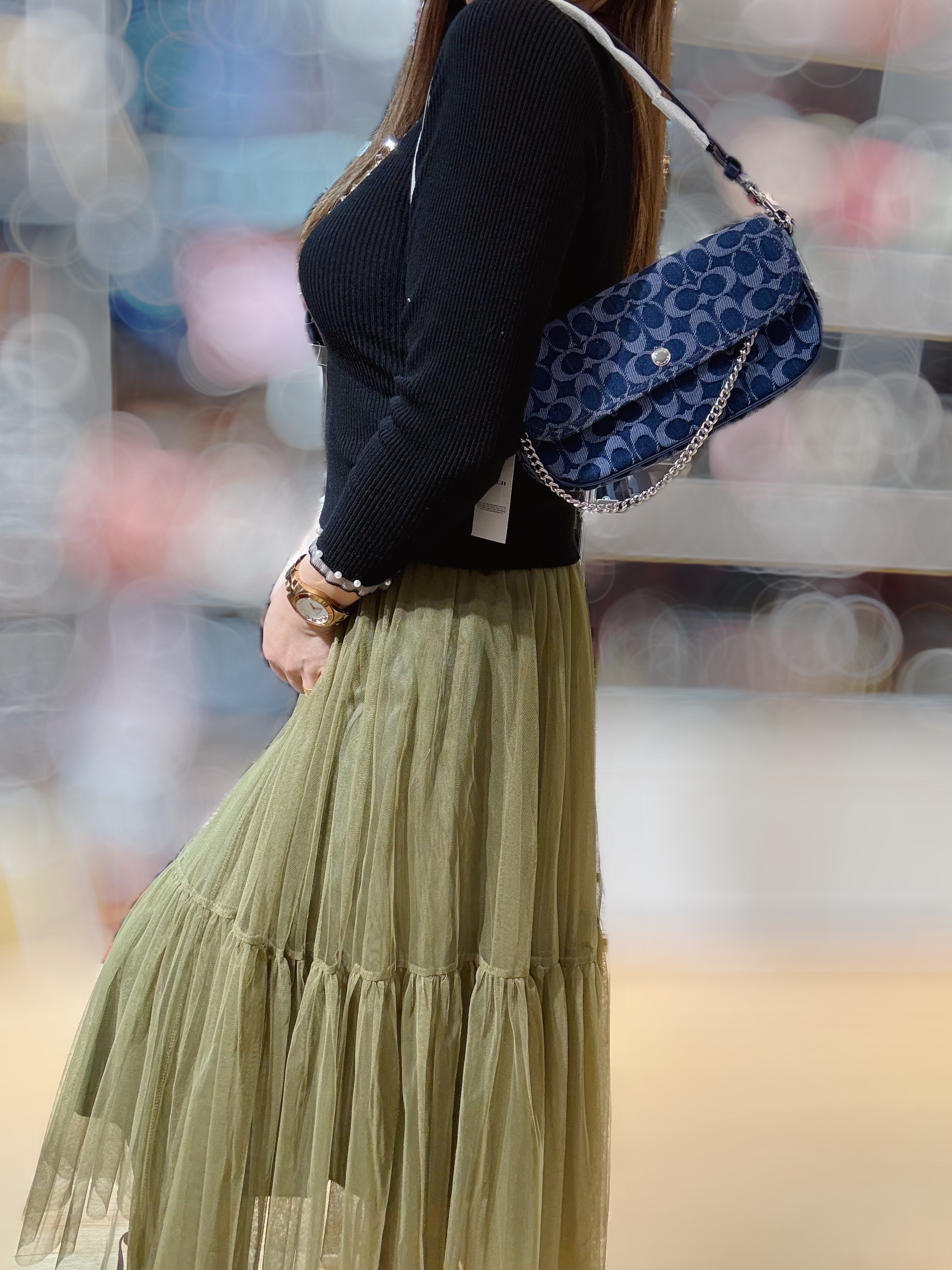 Coach Brook flap chain bag denim/m