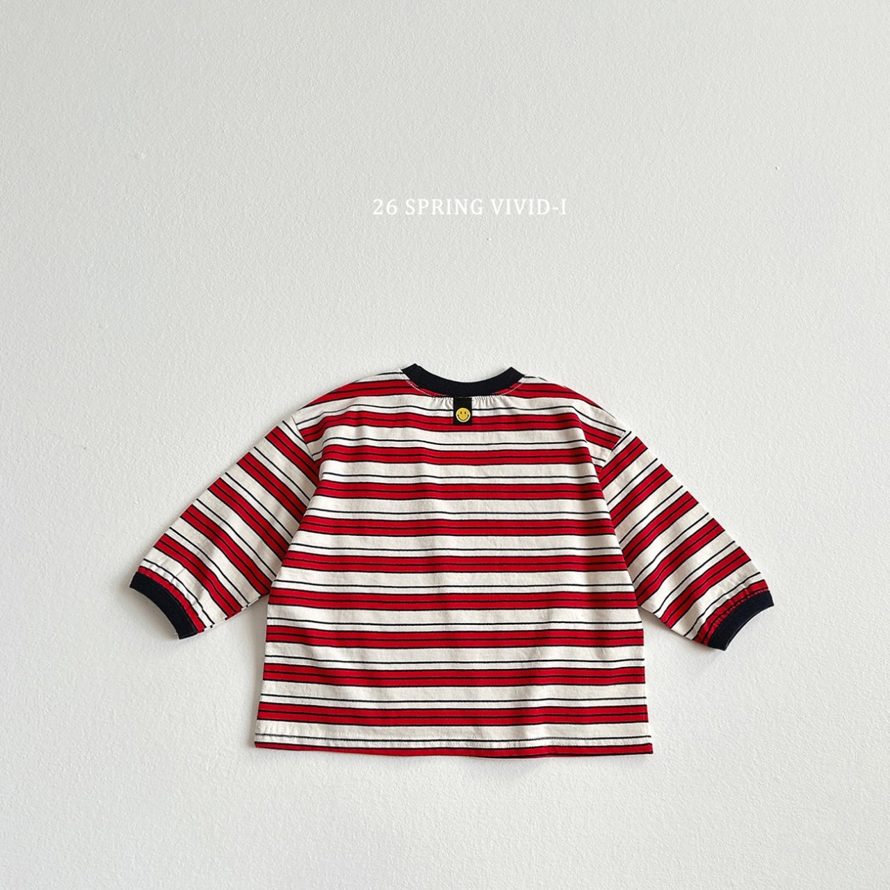 🌸預訂 韓國直送🌸🇰🇷VIVIDI兩色微笑標籤條紋寬鬆長袖上衣