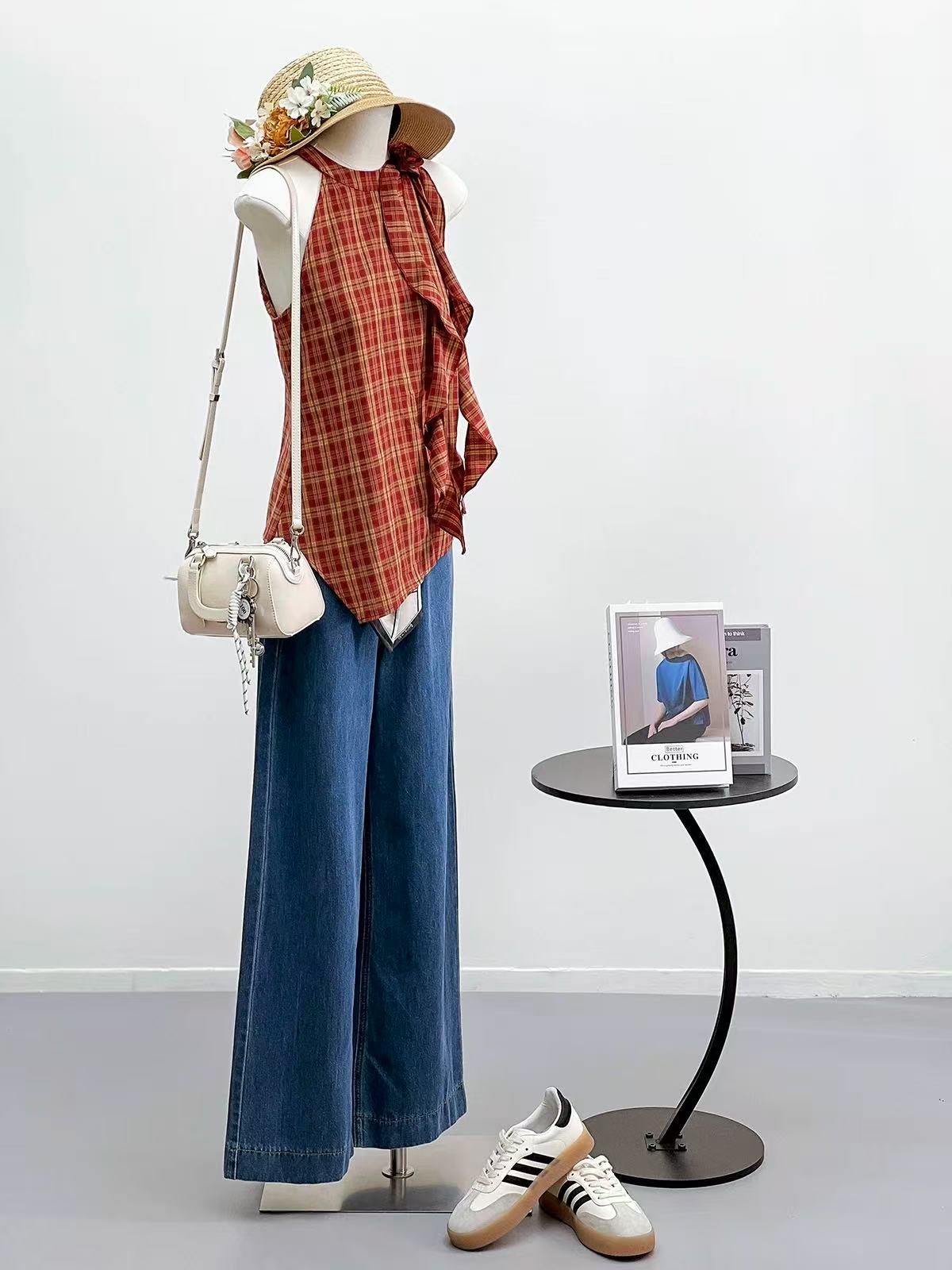 TP359复古格子无袖