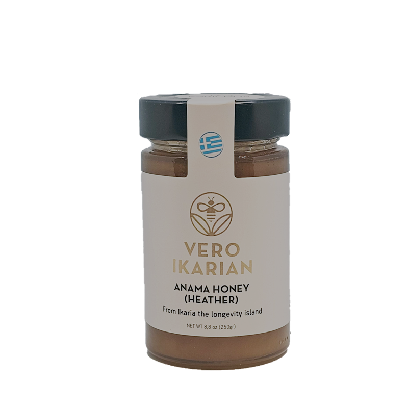 ORGANIC HEATHER HONEY “ANAMA” from Ikaria, the Greek longevity island, 250 gr.
