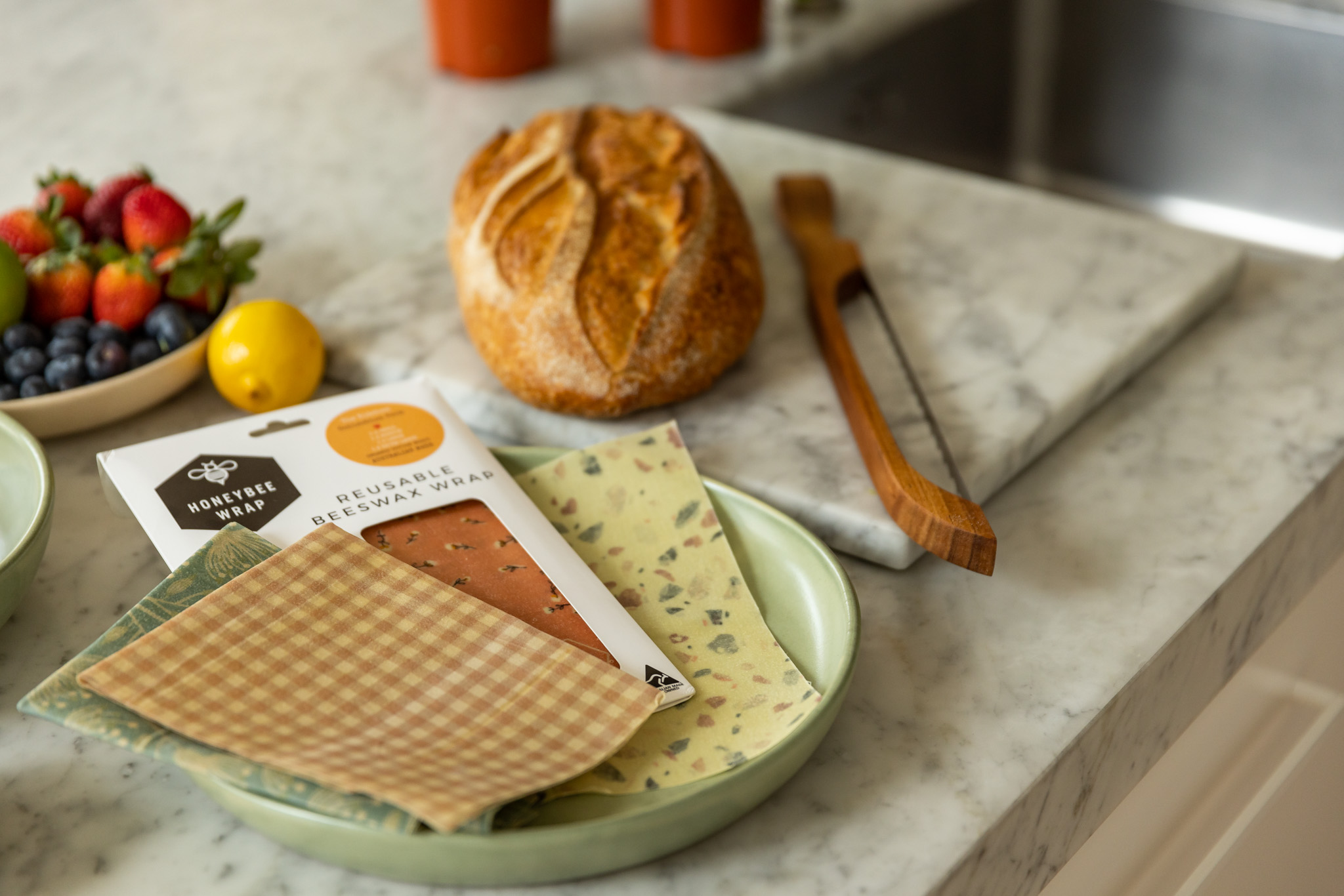 Reusable Bee Wax Wraps (The Kitchen Collection Pack - 4 Pack (S.M.L.XL)
