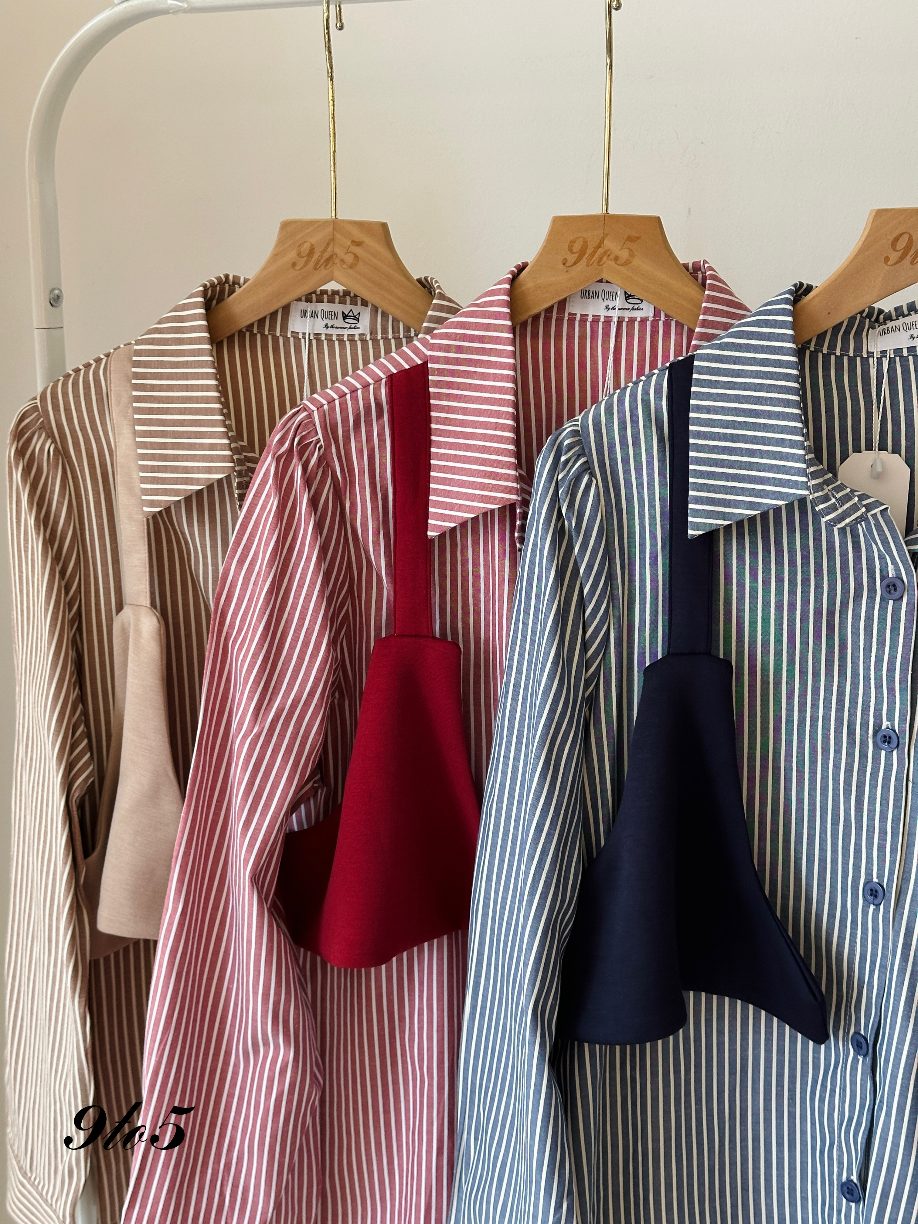 T3952 Fake Two-Piece Stripe Shirt - 4 colors