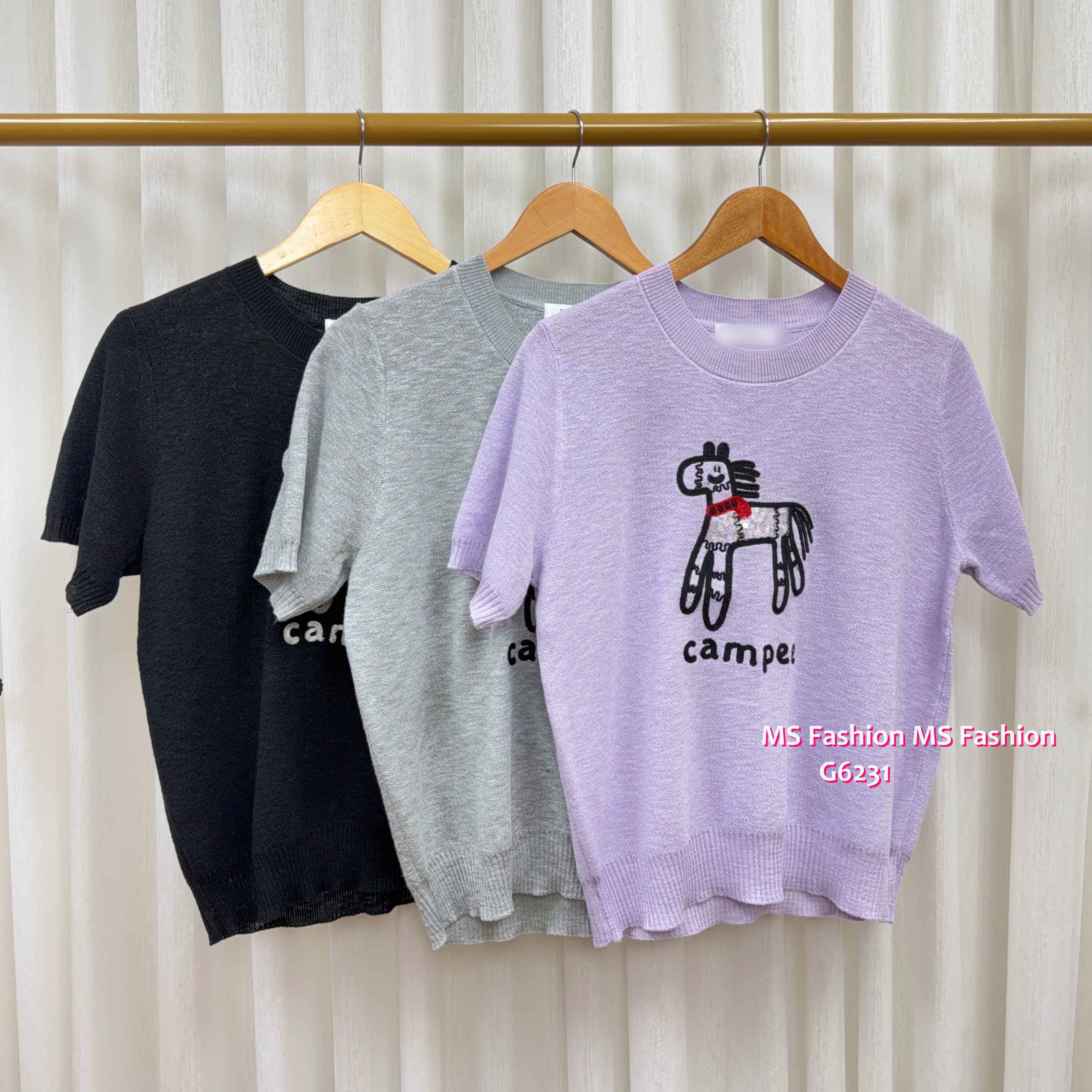 G6231 韓國🇰🇷珠片馬仔針織top