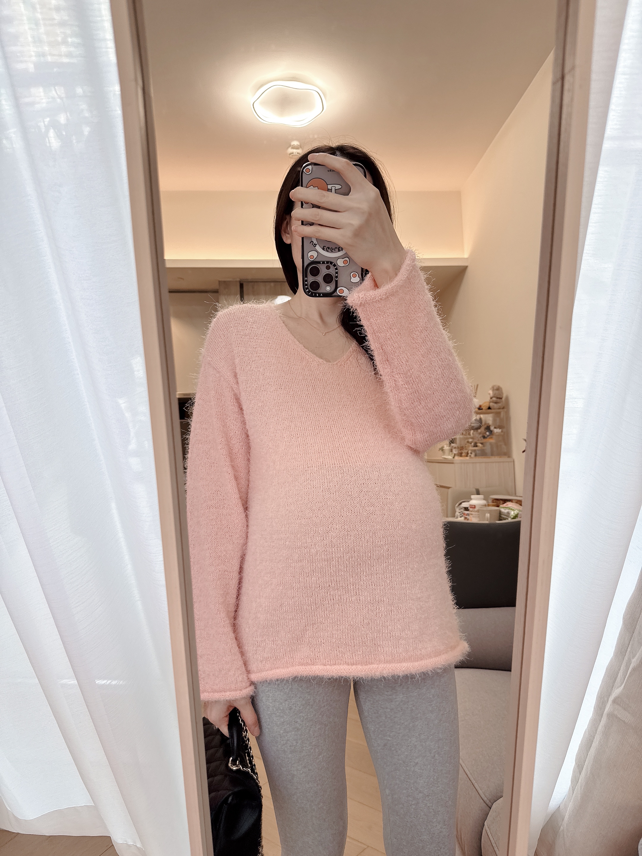 Soft Peach V-Neck Knit Top