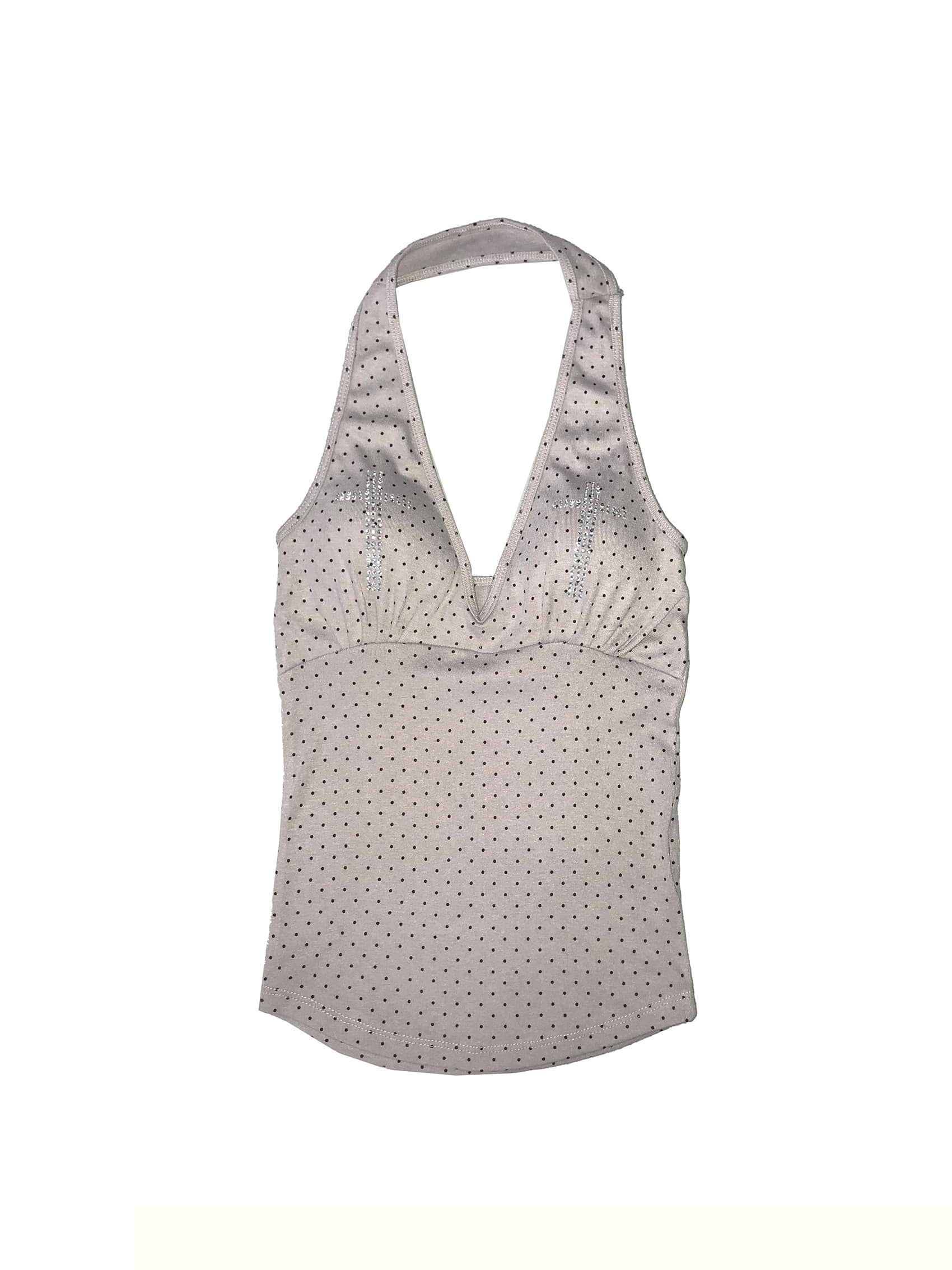 Rhinestone Cross Polka Dot Halter Top