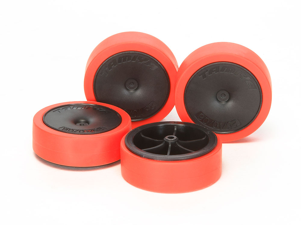 HARD LARGE DIA. LOW-PROFILE TIRE & CARBON WHEEL SET (for SUPER X & XX CHASSIS)