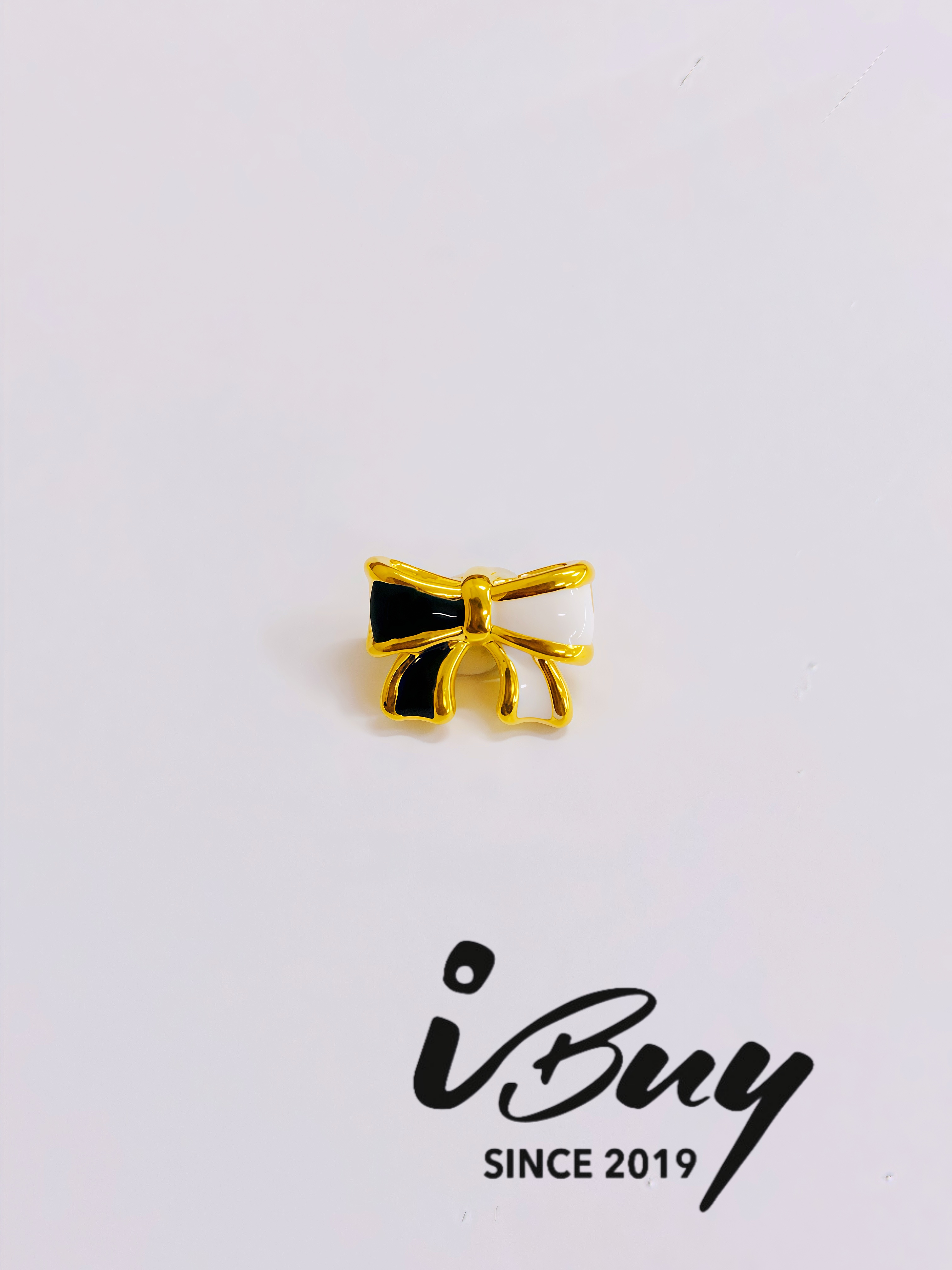916 GOLD 3L SWEET RIBBON - BLACK/WHITE  916 金 蝴蝶结串咀-黑白