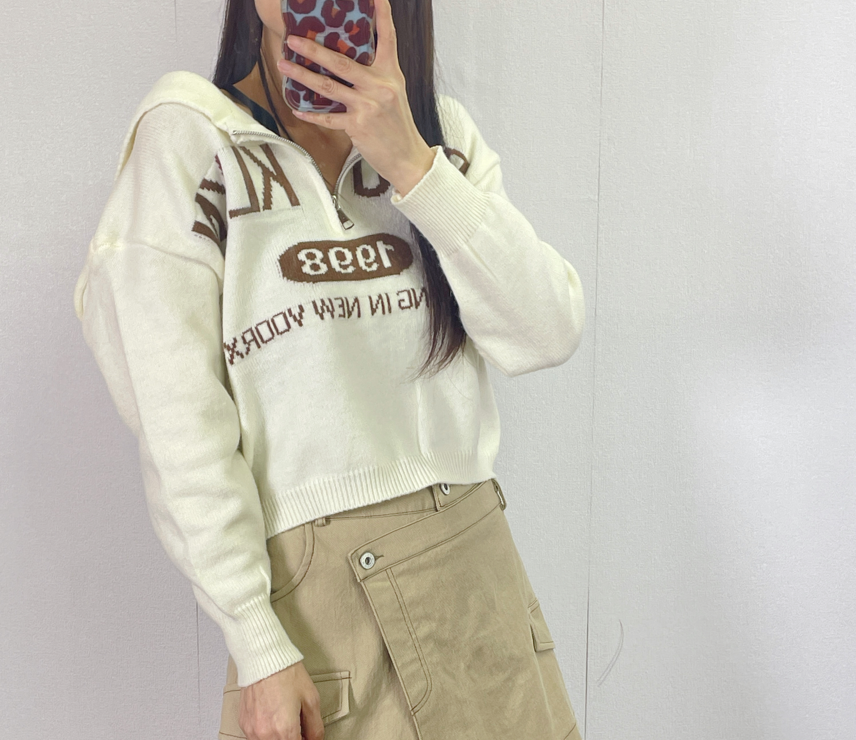 K5540 海軍領英文字薄針織top