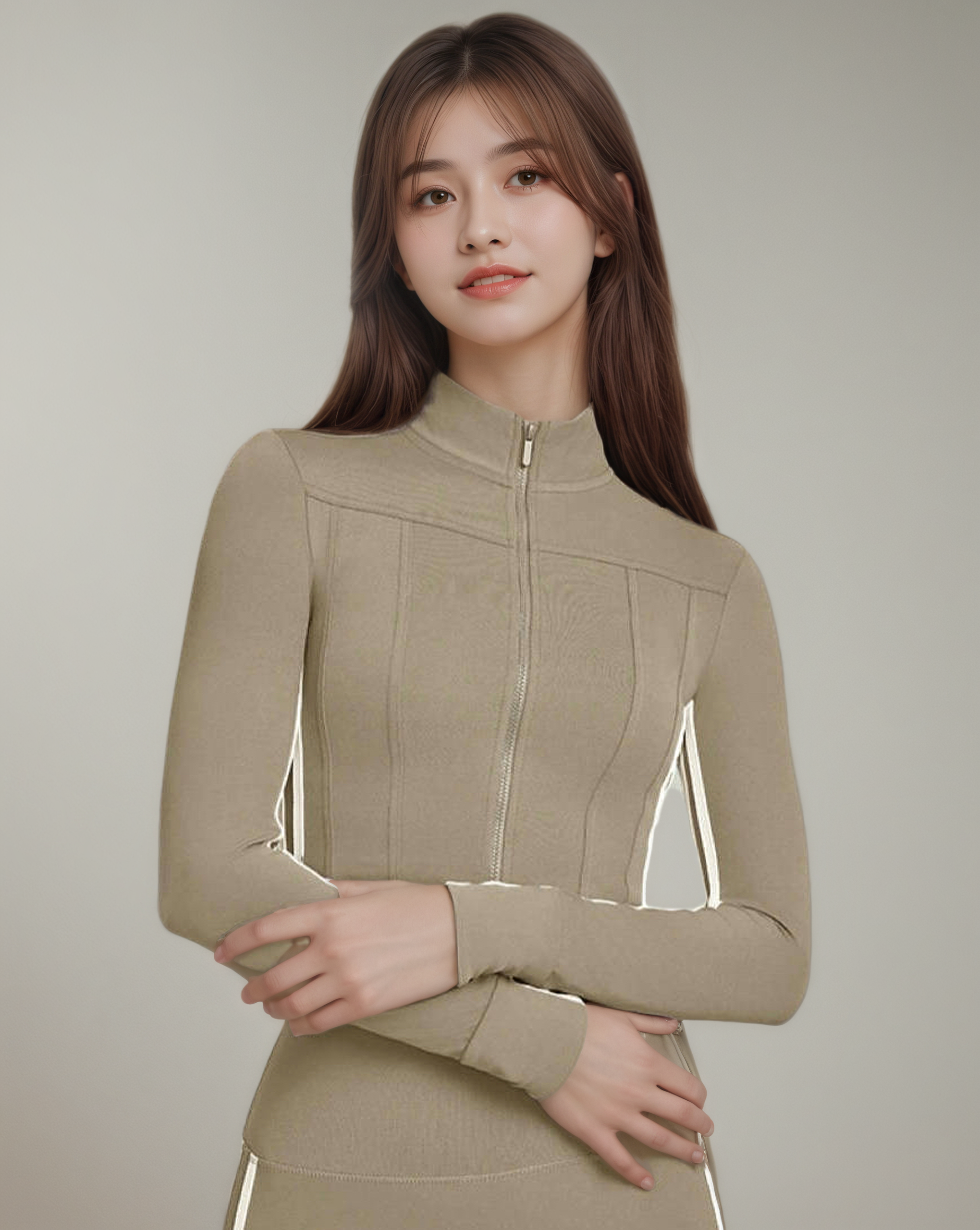 高級感修身立領拉鍊瑜珈外套