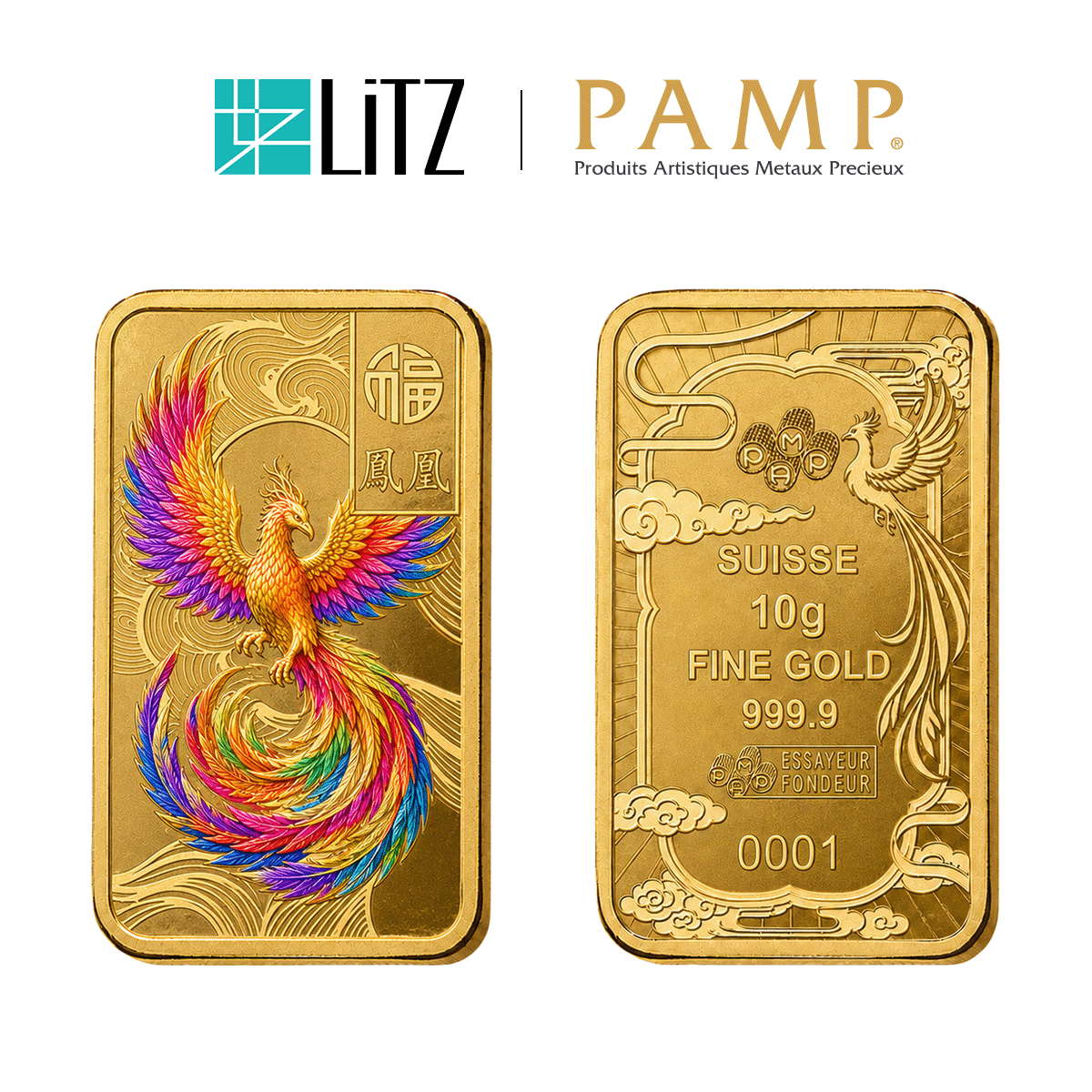 [10 gram] LITZ PAMP Suisse Good Luck Phoenix Limited Edition Gold Bar (999.9) PG081
