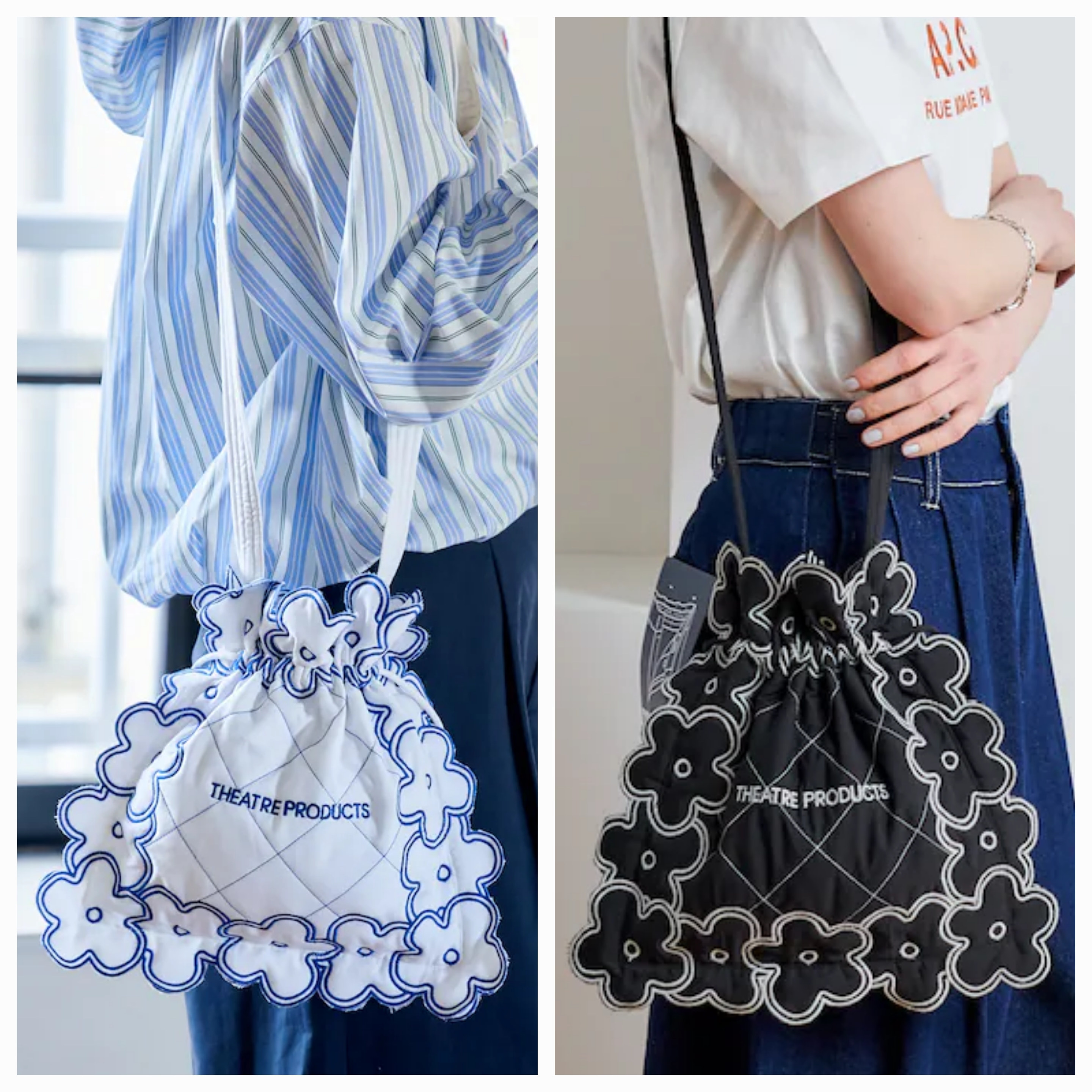 【✨️日本🇯🇵 pre-order THEATRE PRODUCTS 刺繡花花索繩斜孭袋✨️】 【共2色 | 白色/黑色】