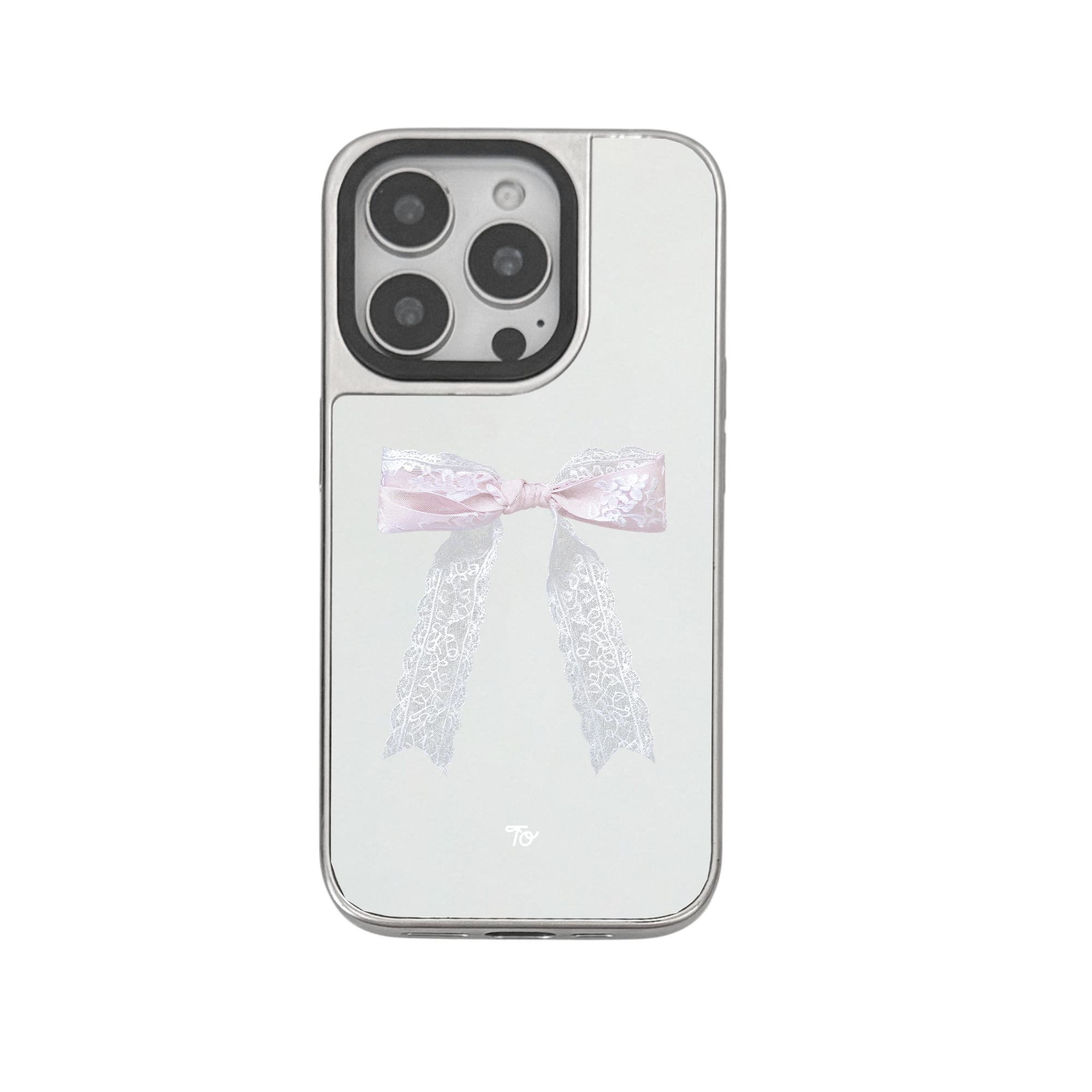 【Ballerina Lace Ribbon】銀框鏡面MagSafe iPhone Case