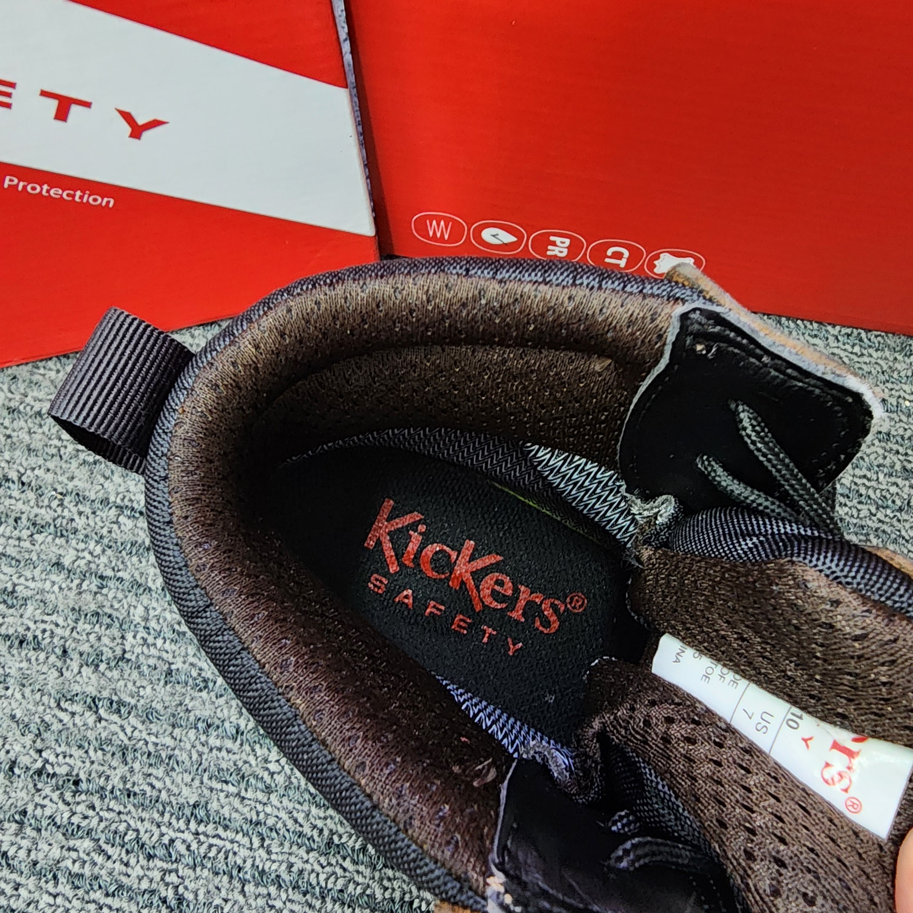 KicKers Safety Shoes 3066 Mid Cut Lace Water Proof ESD Full Leather Brown   