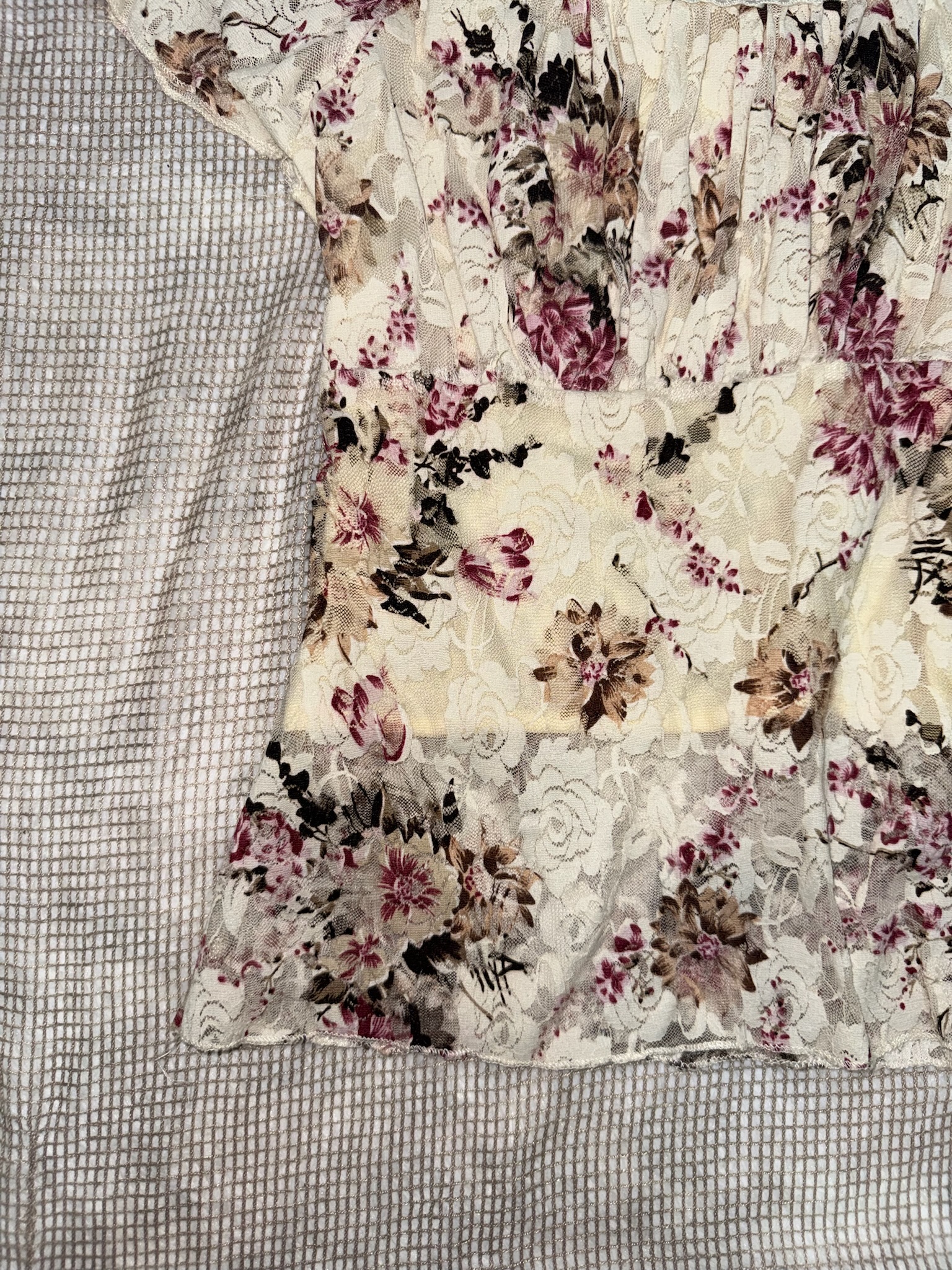 Antique Floral Lace Milkmaid Blouse