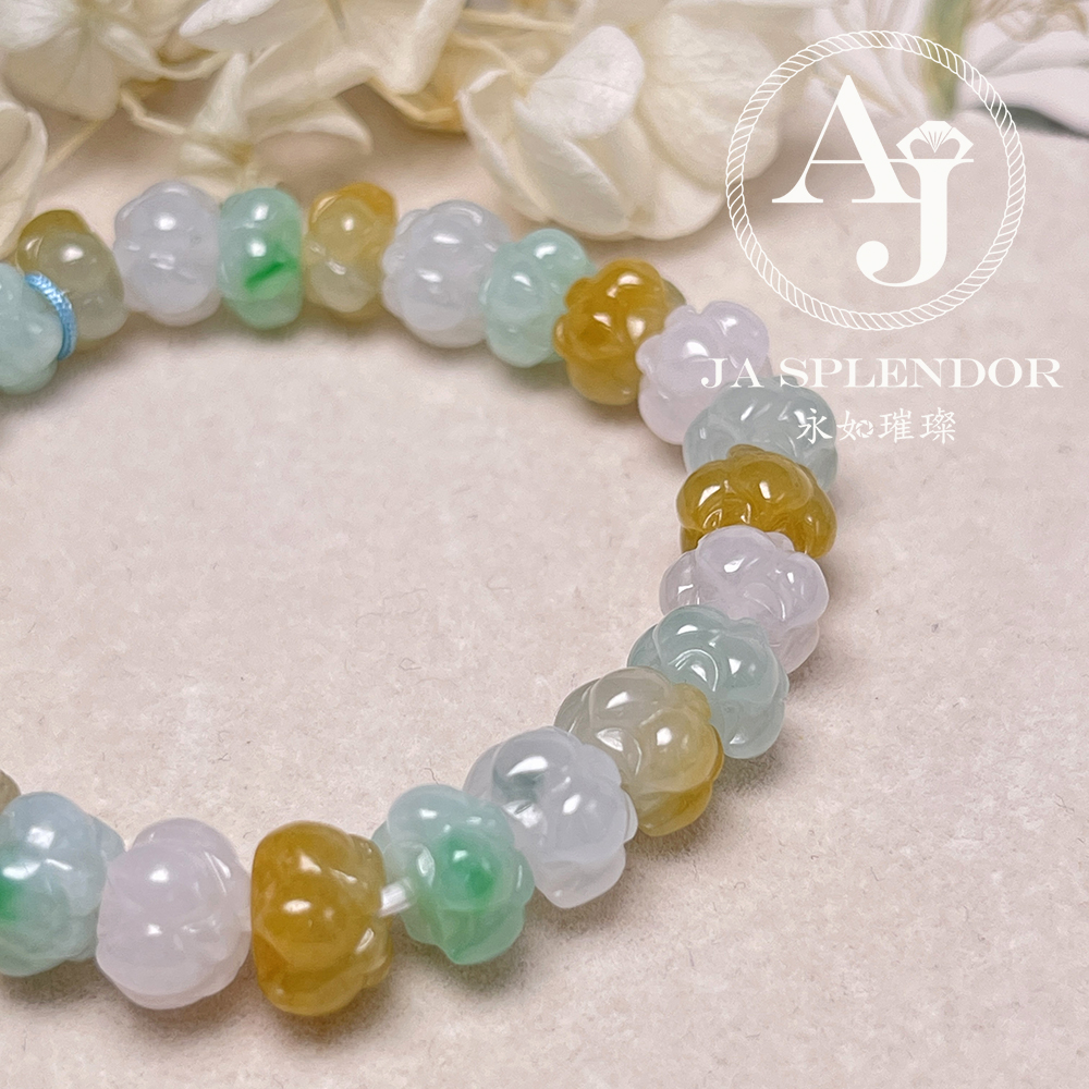 JB-254 - 冰種三彩福祿壽招貴人年年有餘蓮花手串