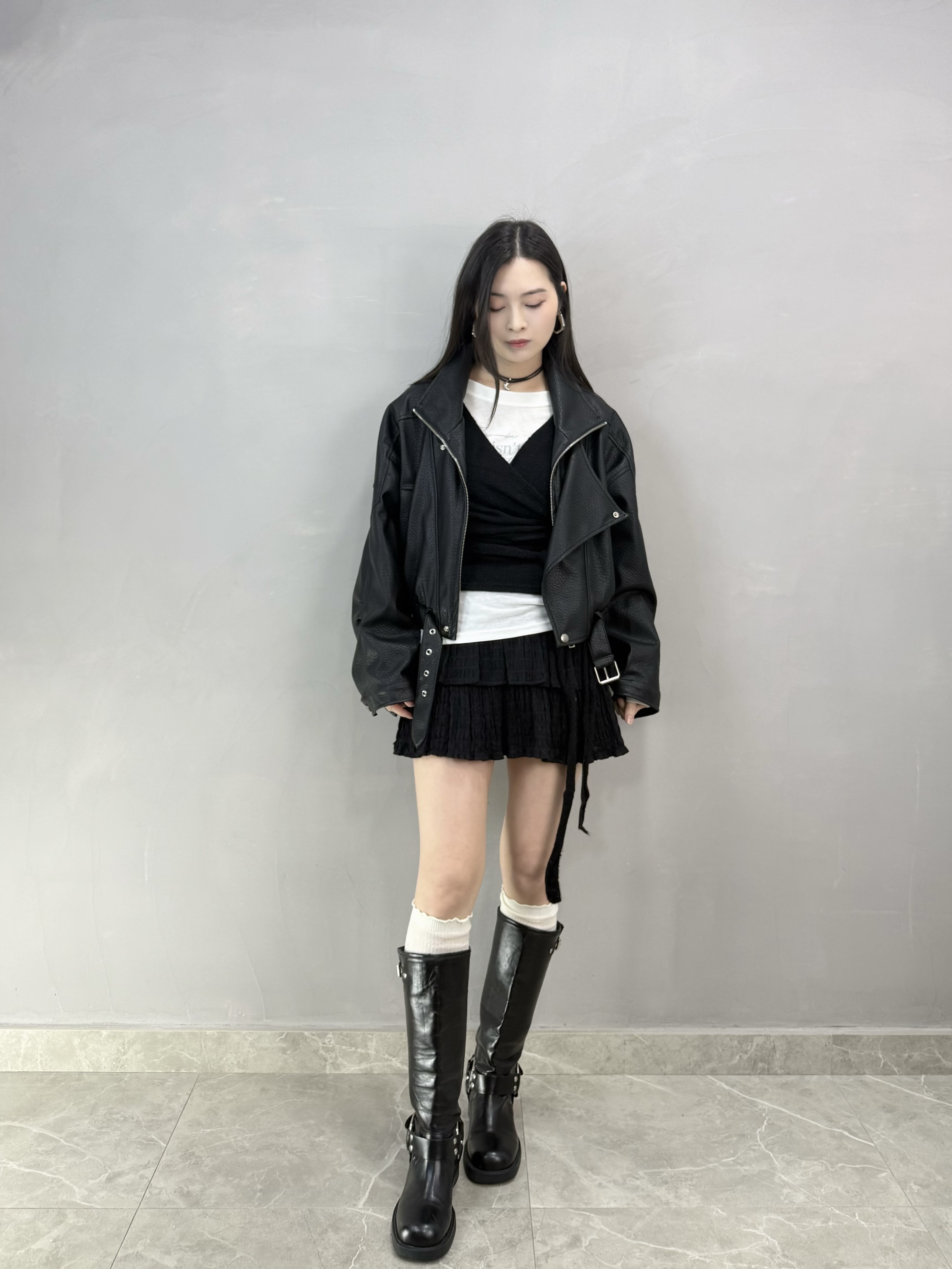 F85 荔枝仿皮短褸