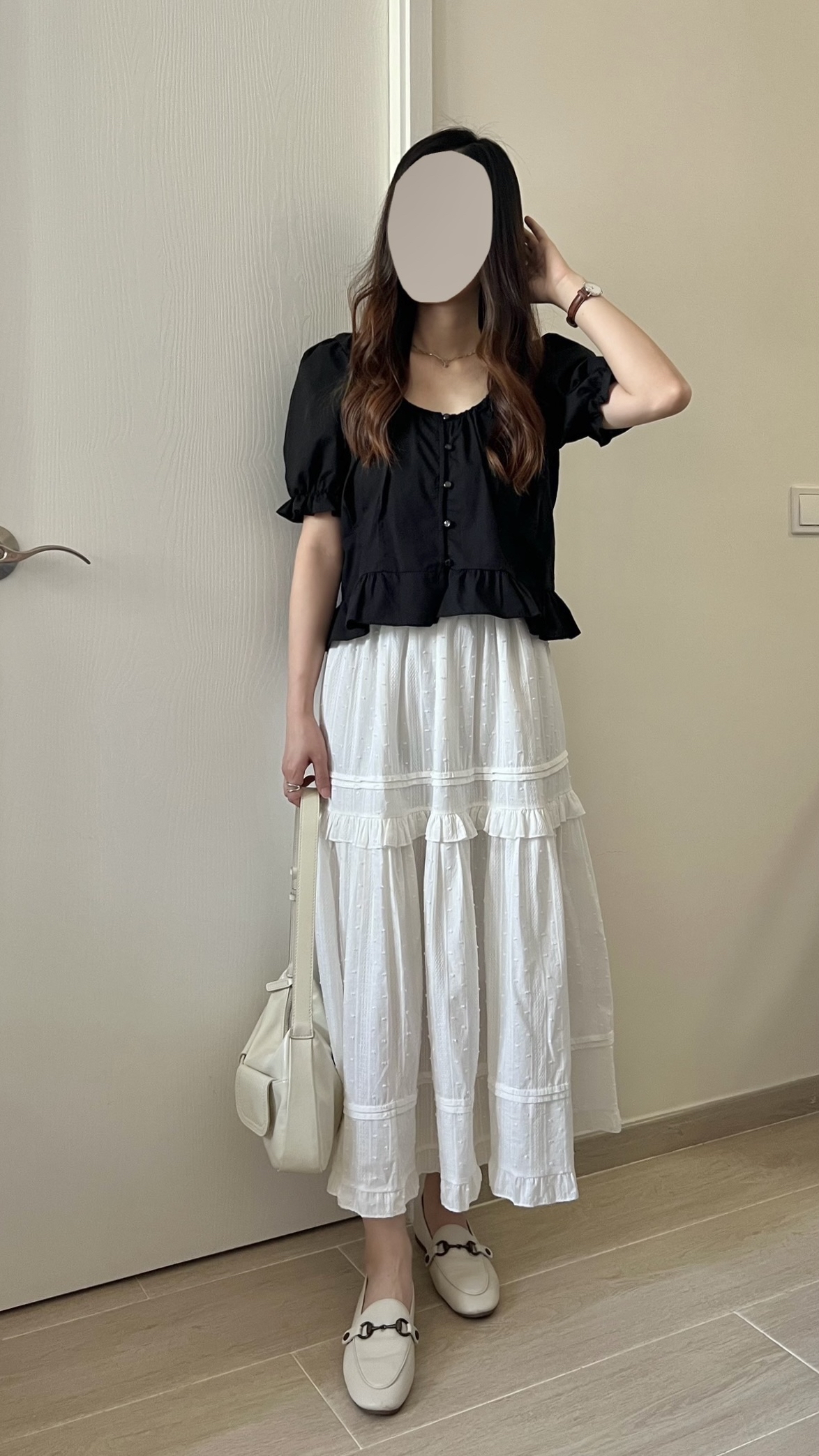 公主膊花邊短袖blouse