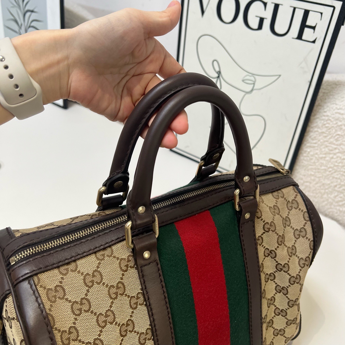 【預訂貨品】gucci 老花帆布波士頓包