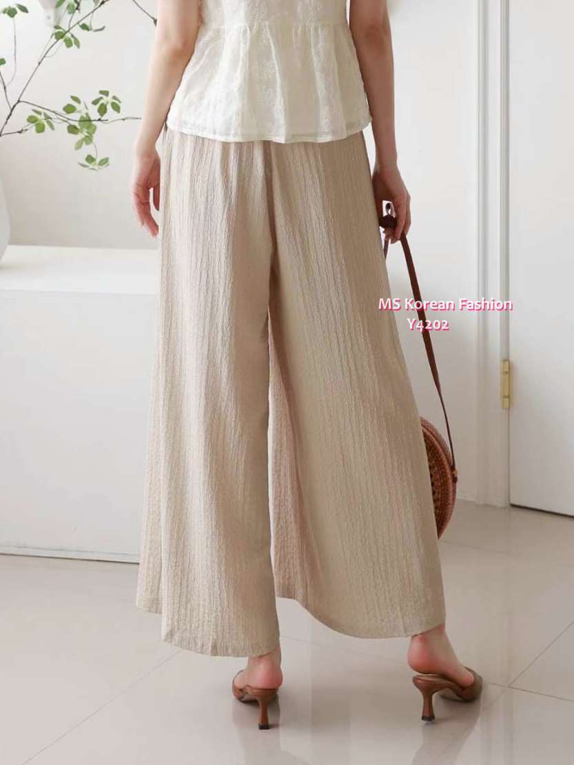 Y4202 韓國🇰🇷靚色皺布闊褲