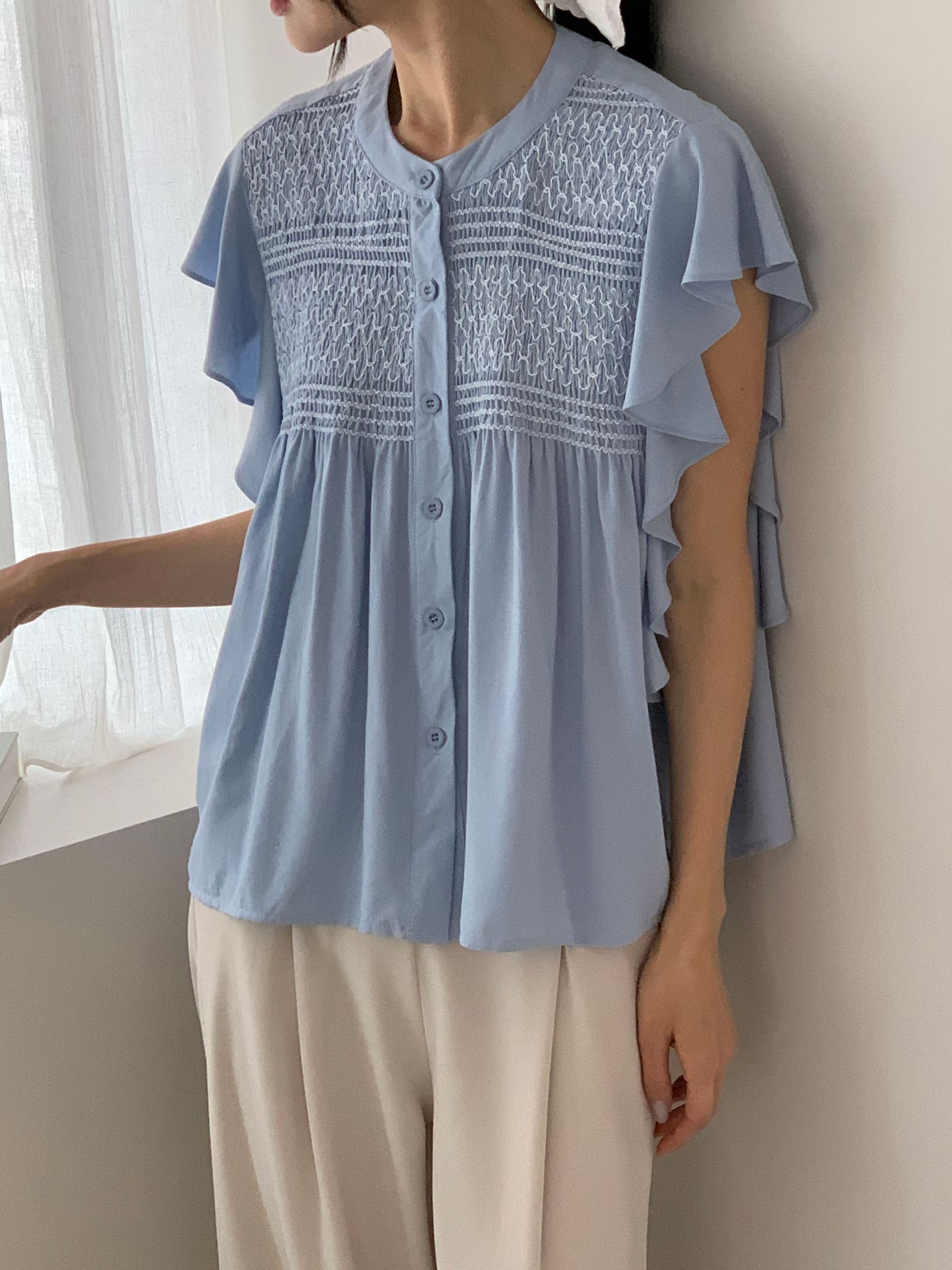 CT20 波希米亞風荷葉袖Top 