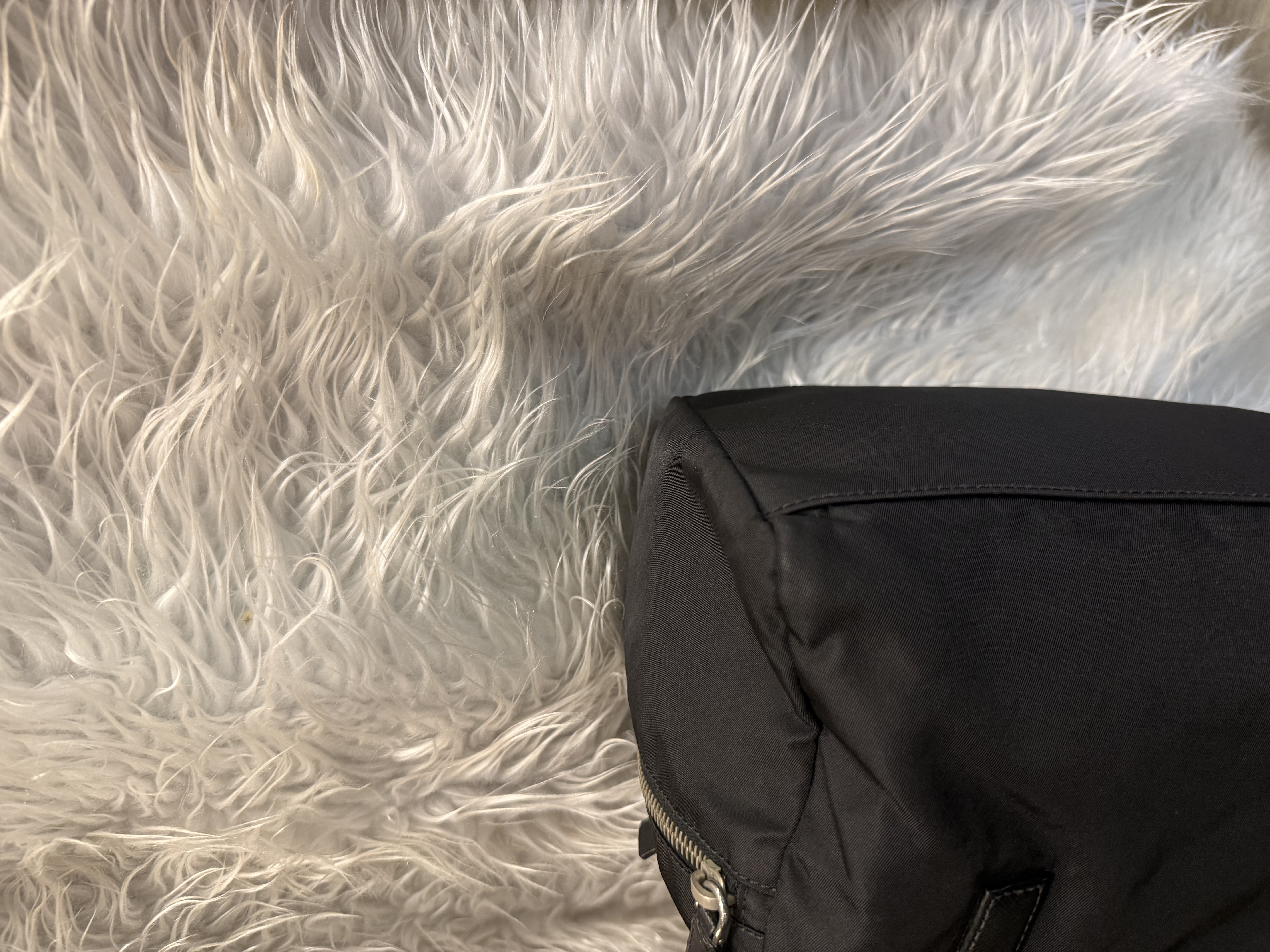 Prada black nylon / leather shoulder tote bag