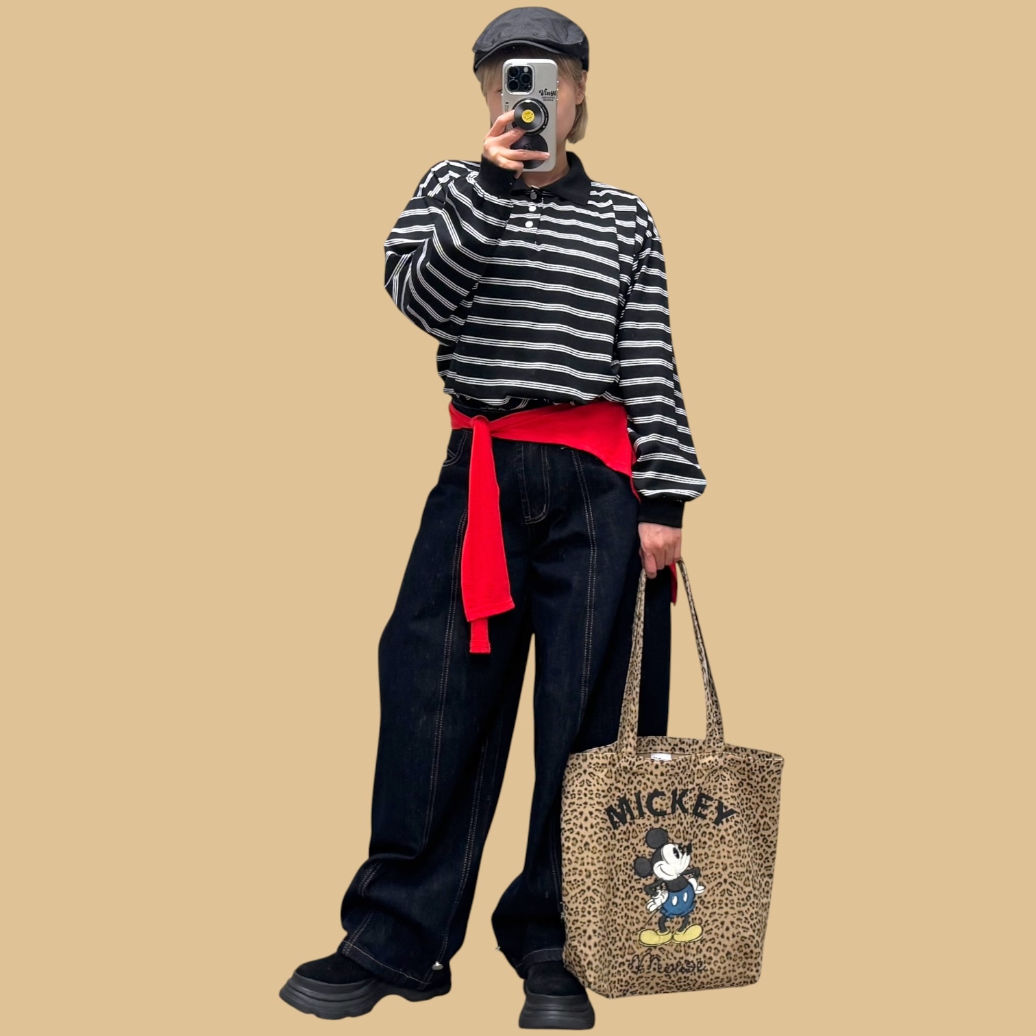 221553 豹紋Mickey 布袋