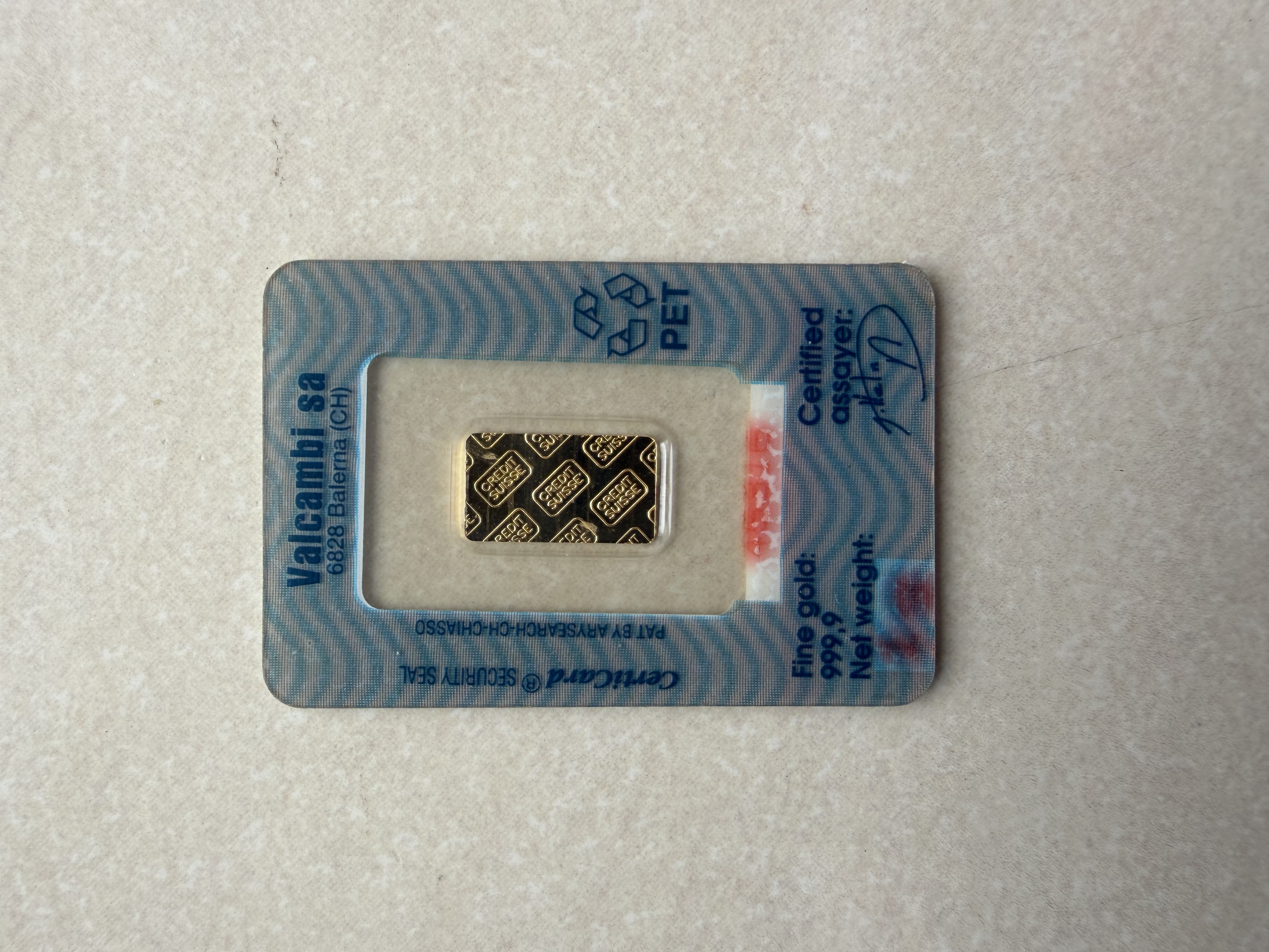 (SN45316) CREDIT SUISSE Rare Vintage 1g🇨🇭Swiss Gold Bar Emas 999.9 古董收藏