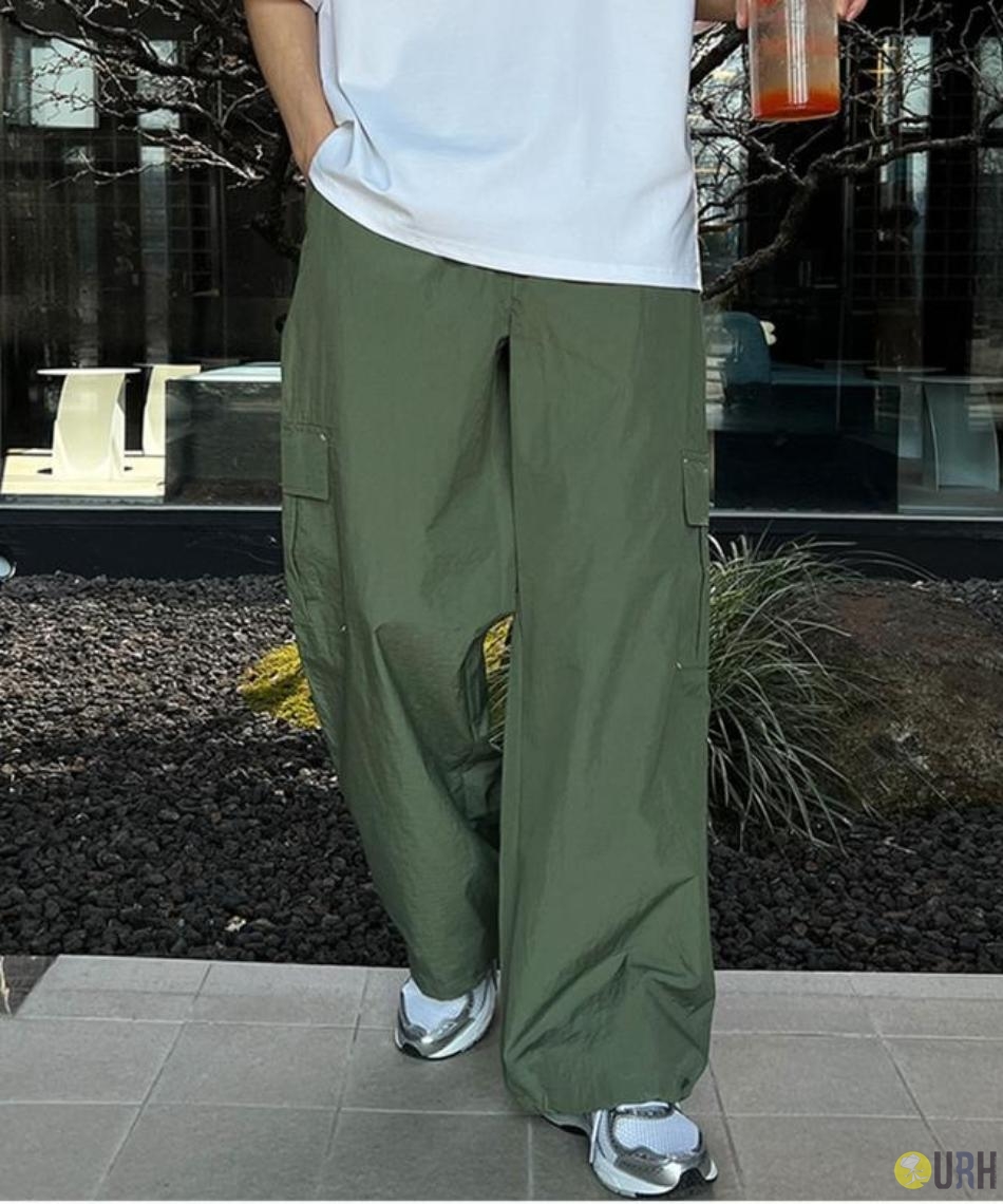【100%保證韓國直送】輕盈機能感尼龍多口袋抽繩寬鬆工裝褲 👖 [3 color] RG165609