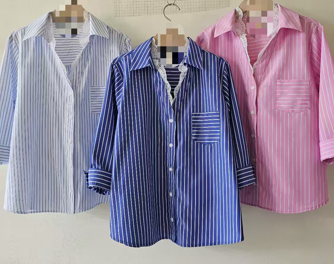 免燙lace 領條子恤