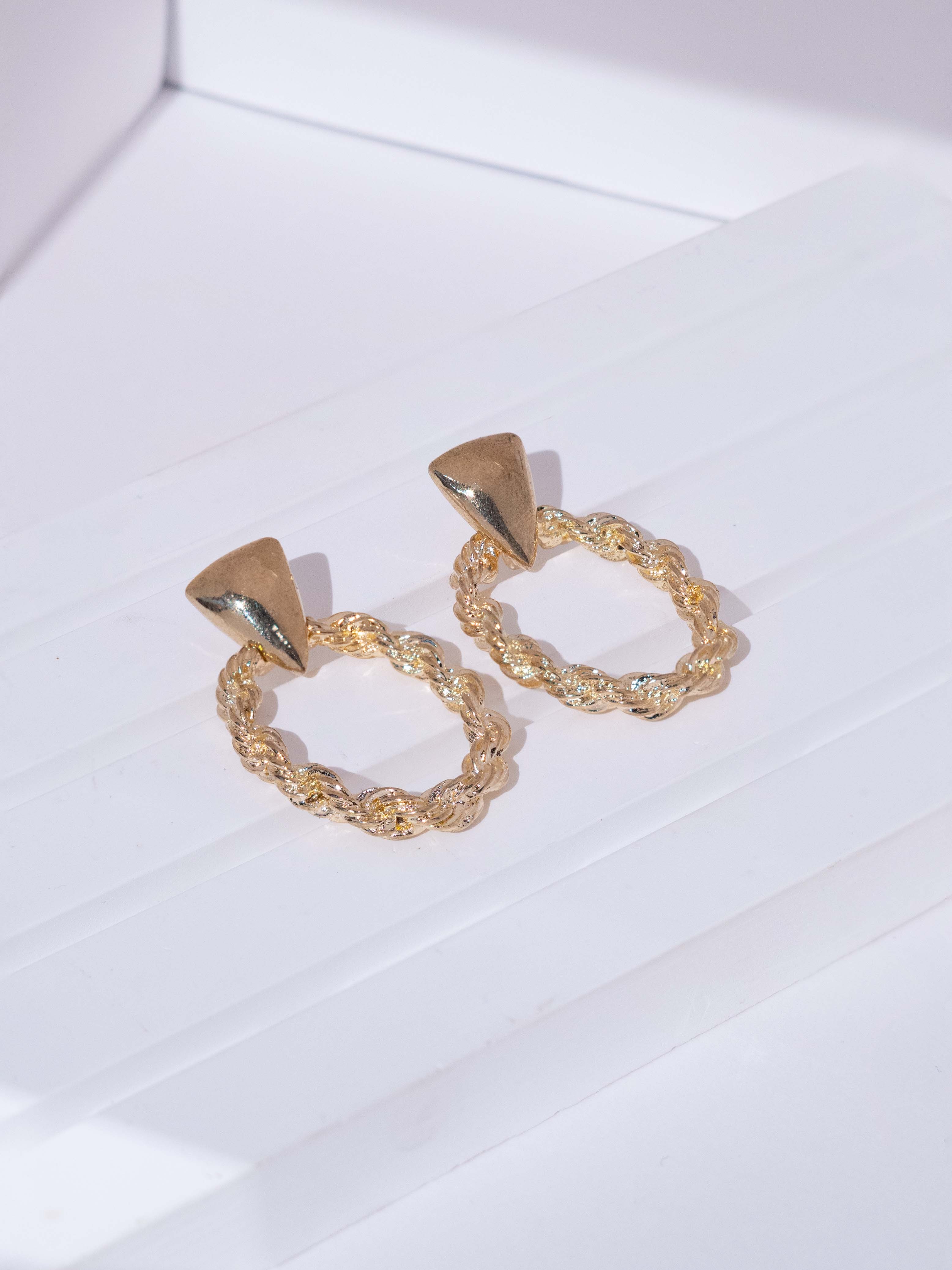 Twisted Rope Hoop Stud earrings