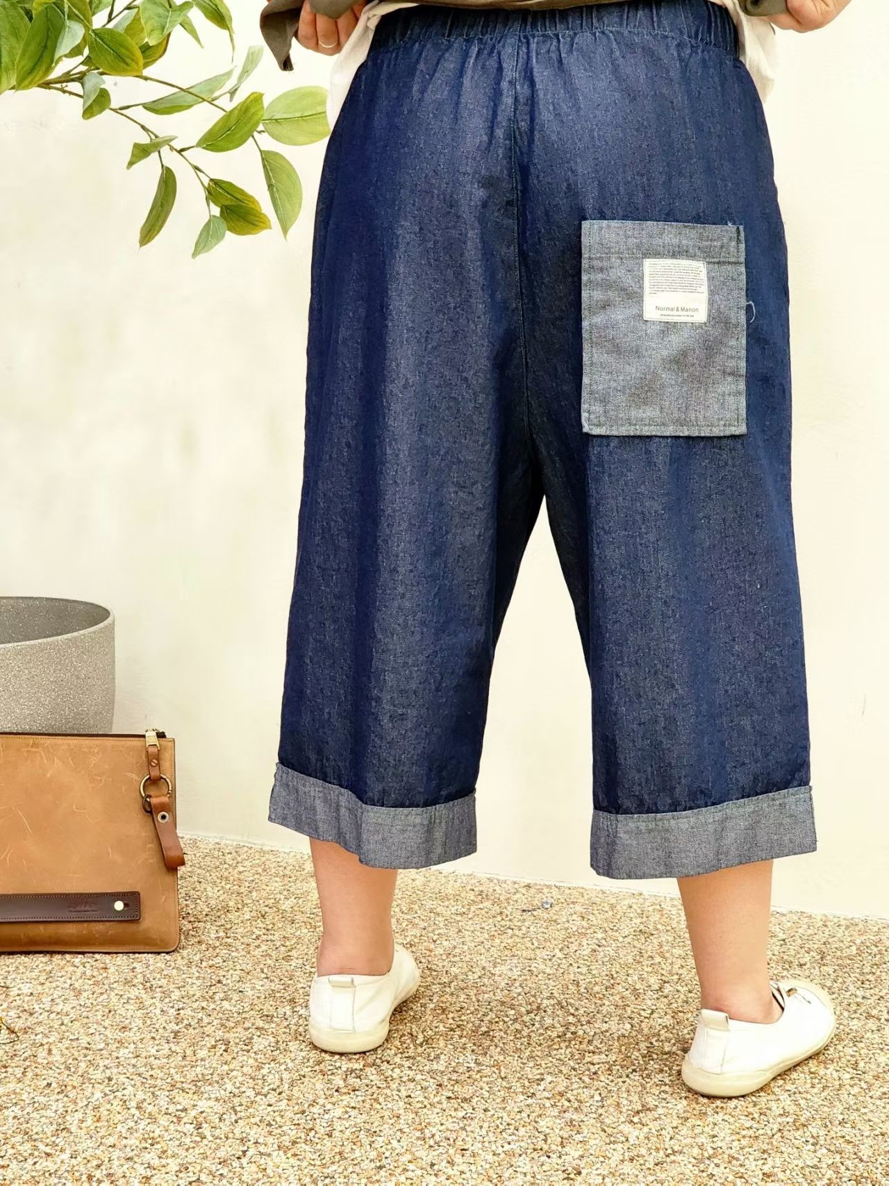 NO OS 薄7分夏日牛褲