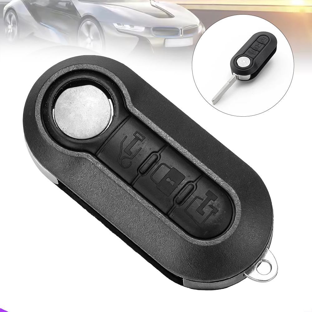 適用於菲亞特折疊汽車鑰匙殼 黑色3鍵-鎖鍵 UA0547