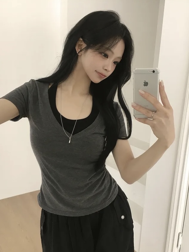 Halter Neck Layered V-Neck Top