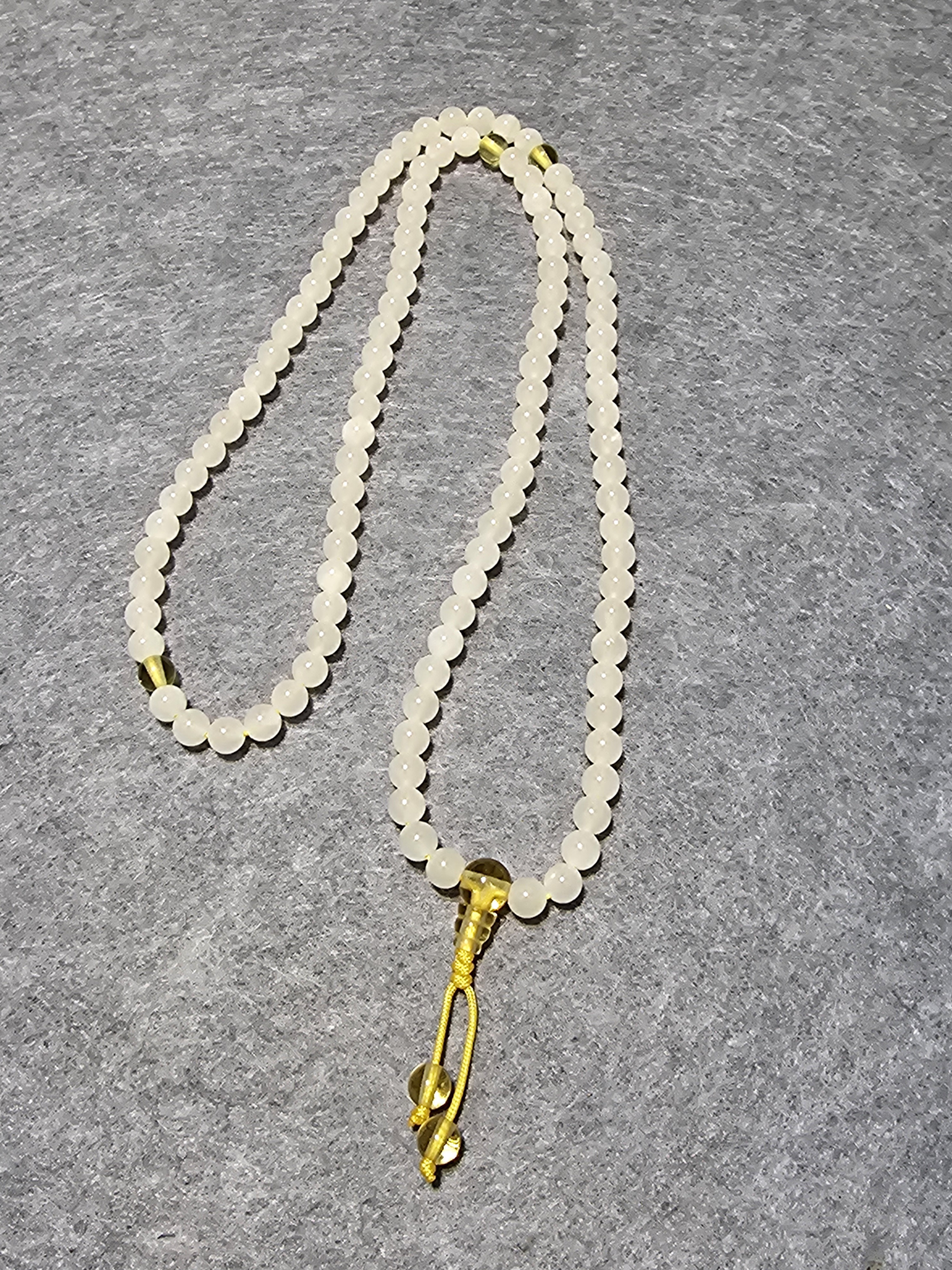 白玉髓6mm黃琉璃佛頭 108粒念珠