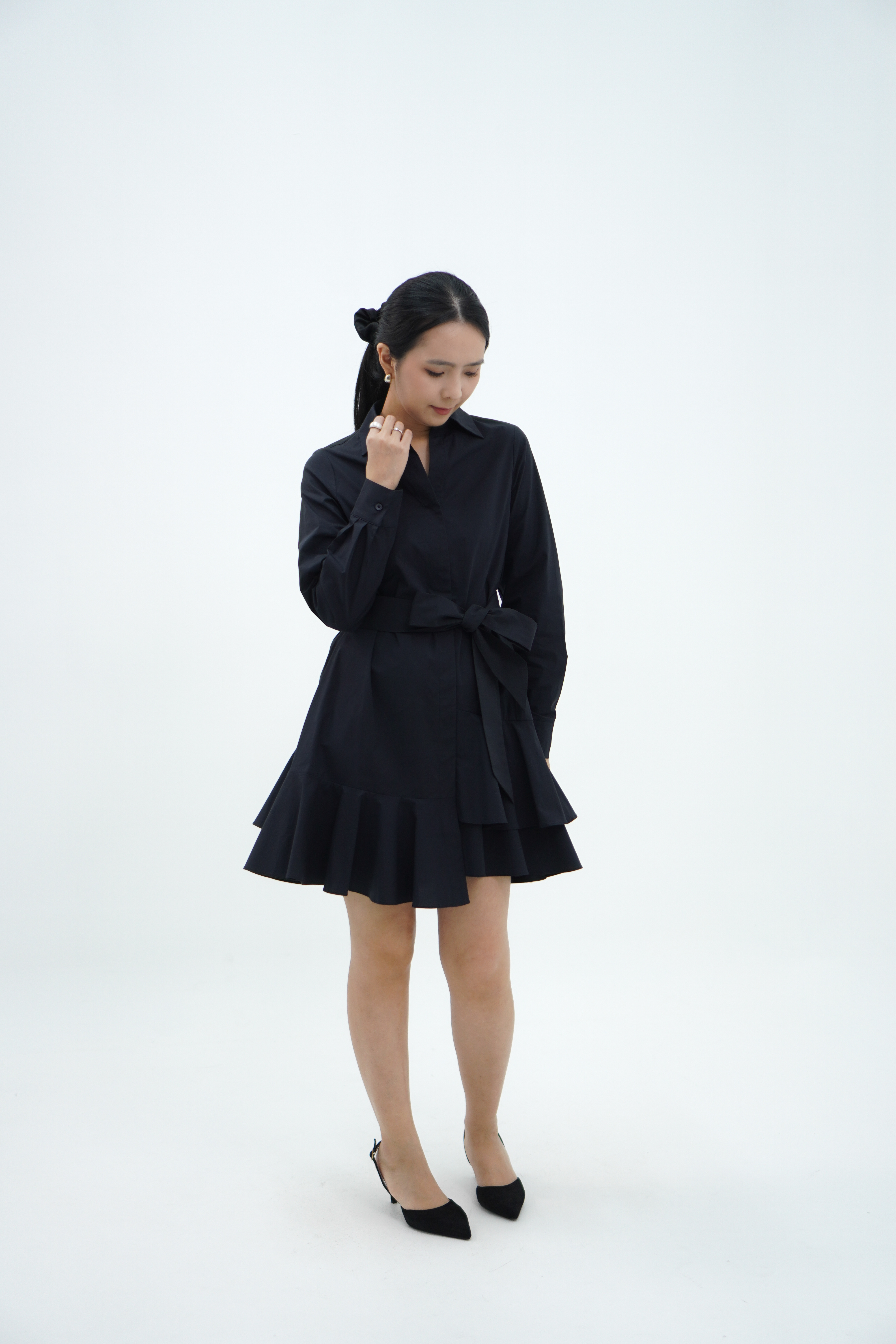 【设计师款】长袖层叠下摆连衣裙 Long Sleeve Dress with Ruffle Hem