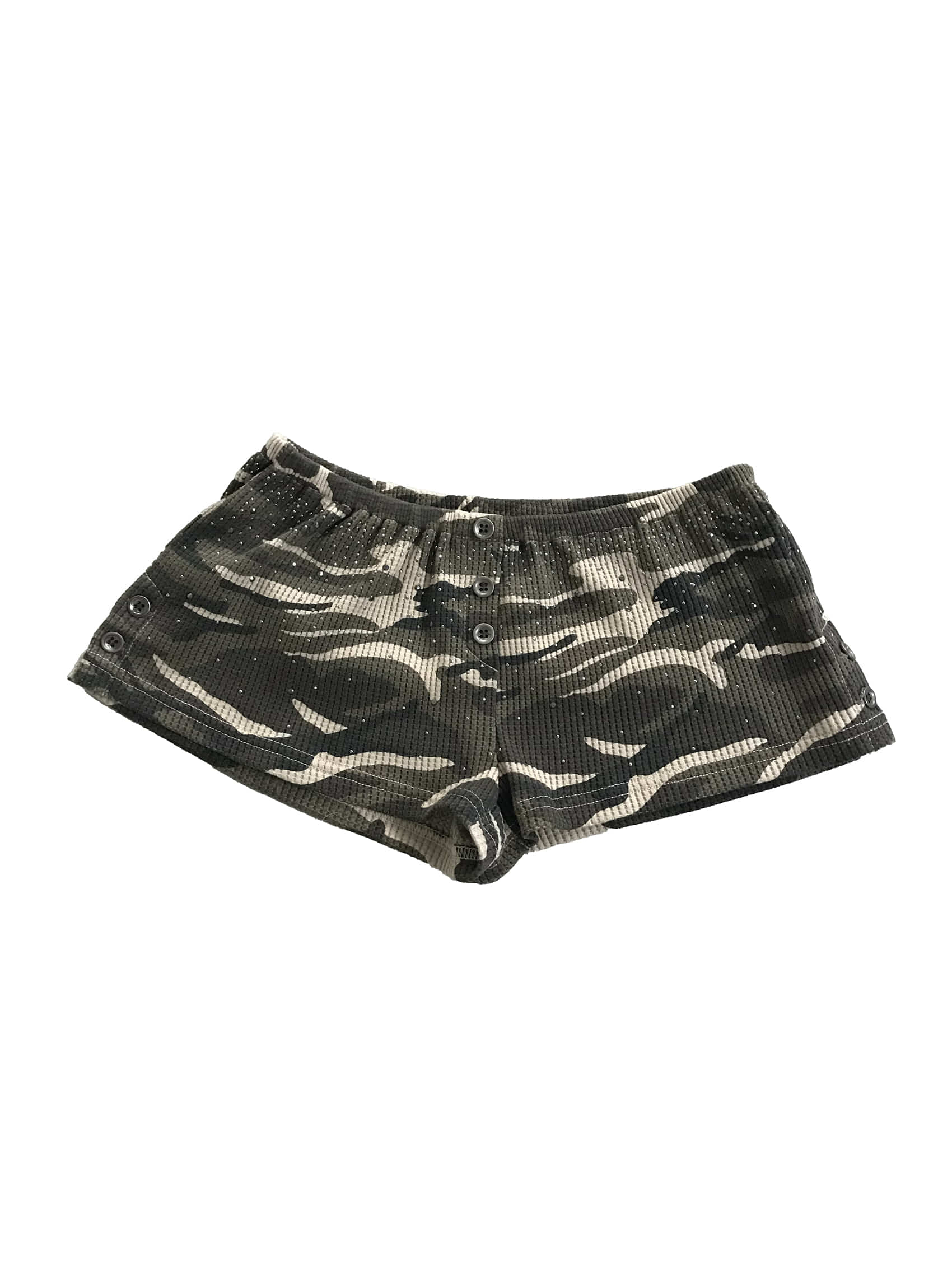 Waffle Knit Rhinestone Camo Shorts