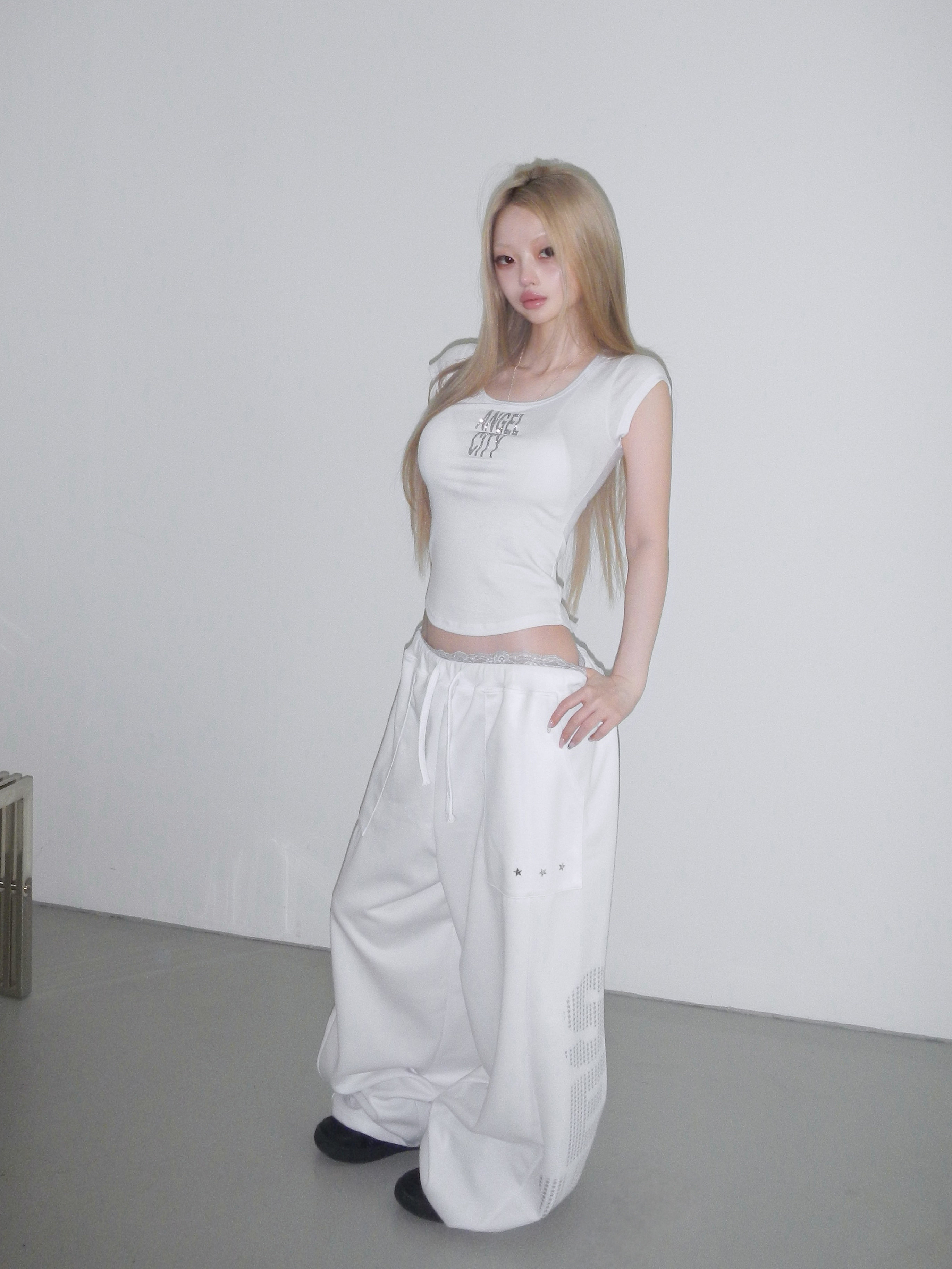 Rhinestone Wide-Leg Sweatpants