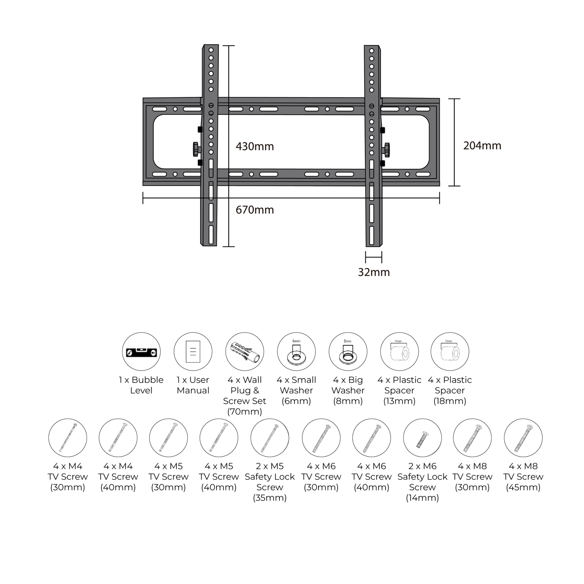 Phison 39"-65" Tilt TV Bracket PM-65T