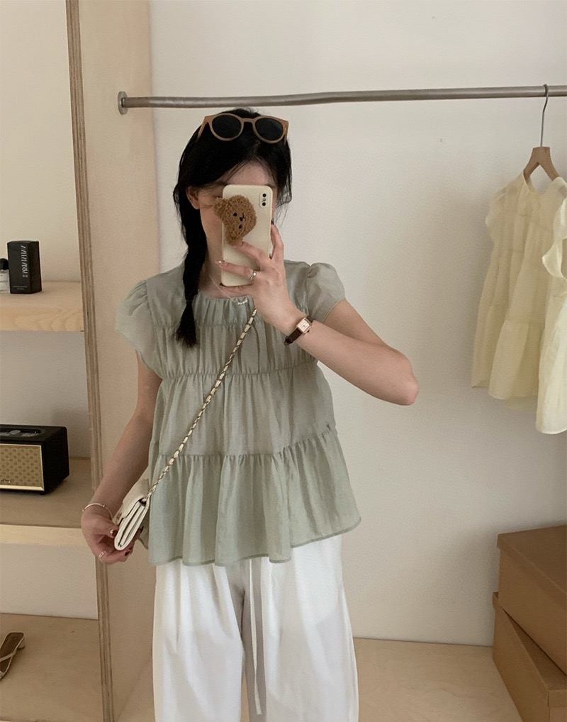 Oni Style Ruffle Blouse 韩系小衫 （ 4 colour ）