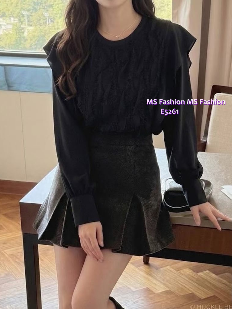 E5261 高質靚料lace ruffle top