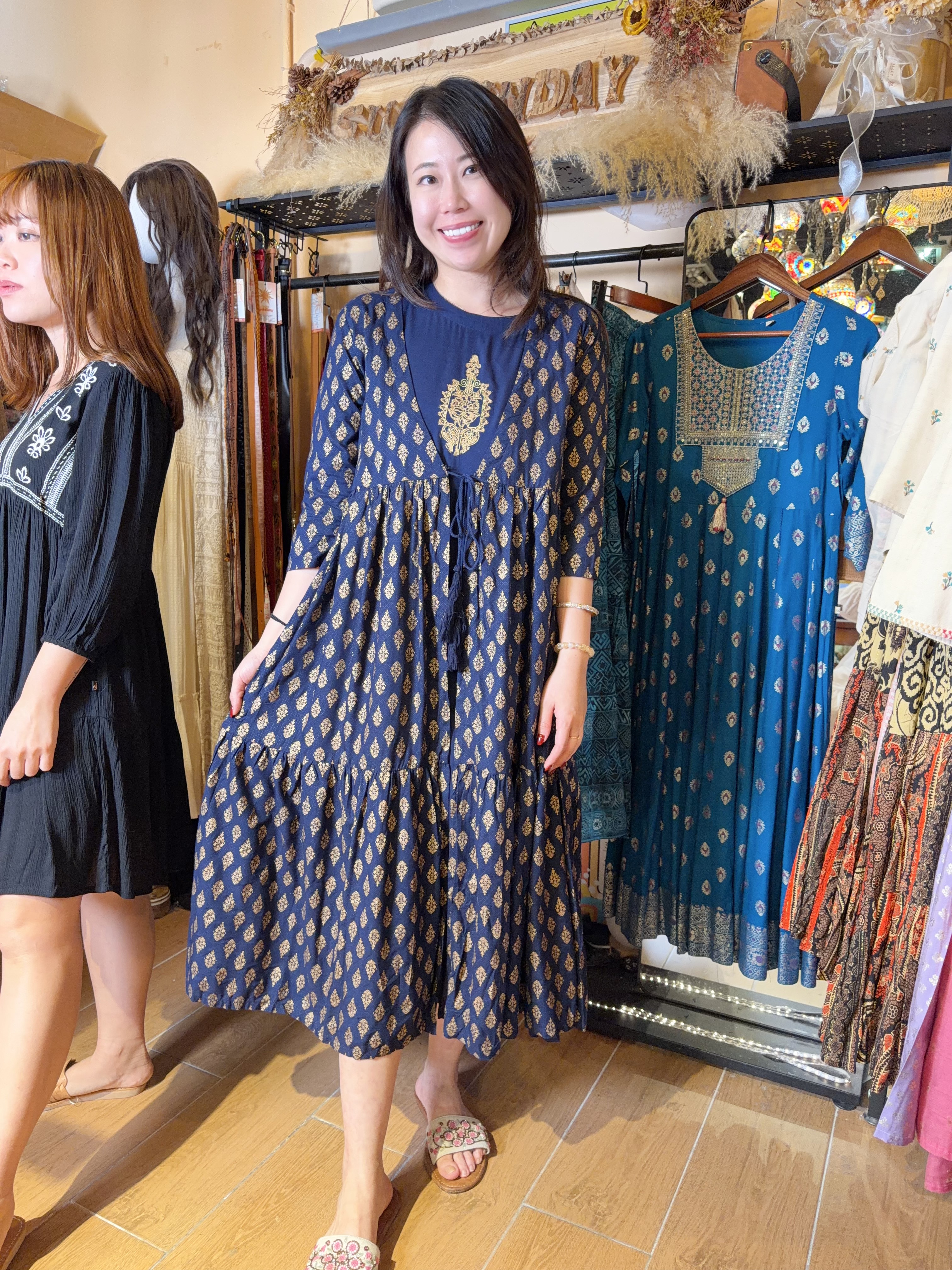 1658 Navy Blue Set of 2 Sleeveless OP 47"  + Outer 47"