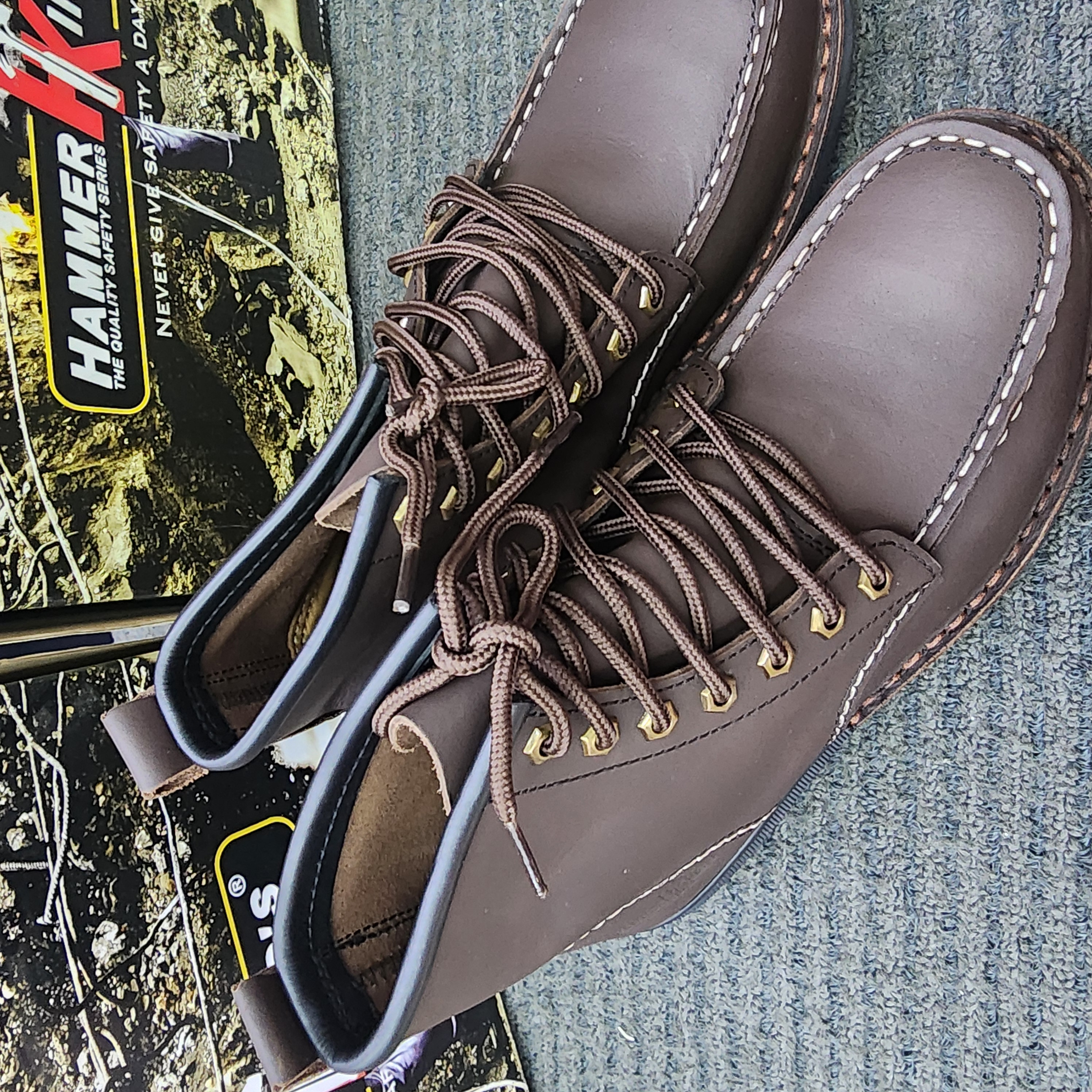 Hammer King 13007 Safety Shoes Boots Steel Toe Cap Steel Mid Plate Mid Cut Lace Up Premium Quality Genuine Leather SIRIM and DOSH Approved Kasut Keselamatan