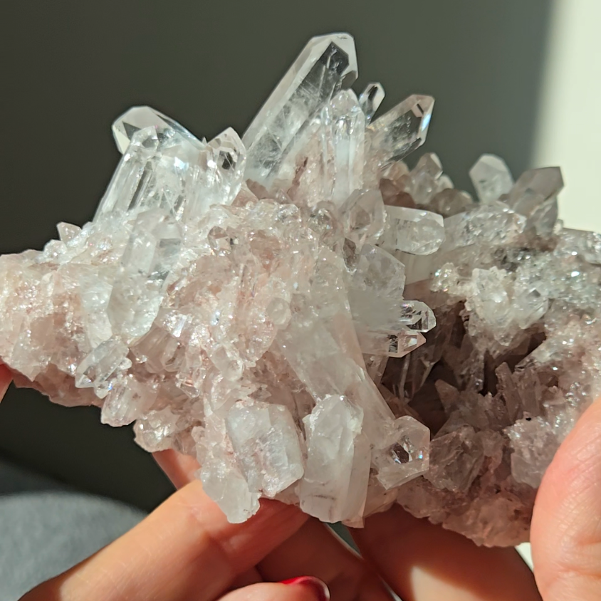 Pink Lemurian cluster with double terminations - LQ550