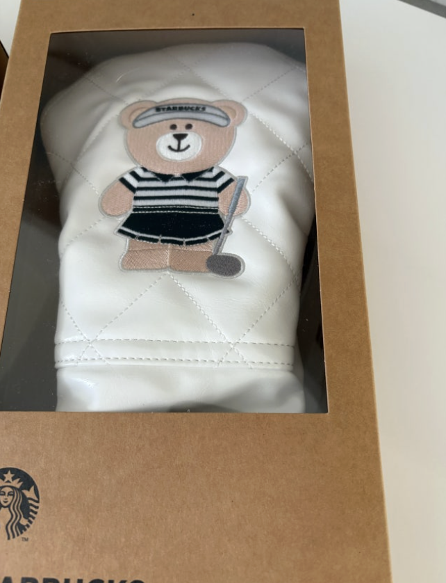 韓國 Starbucks 星巴克 高爾夫球系列 極簡黑白 高爾夫球桿頭保護套｜Golf Driver Cover