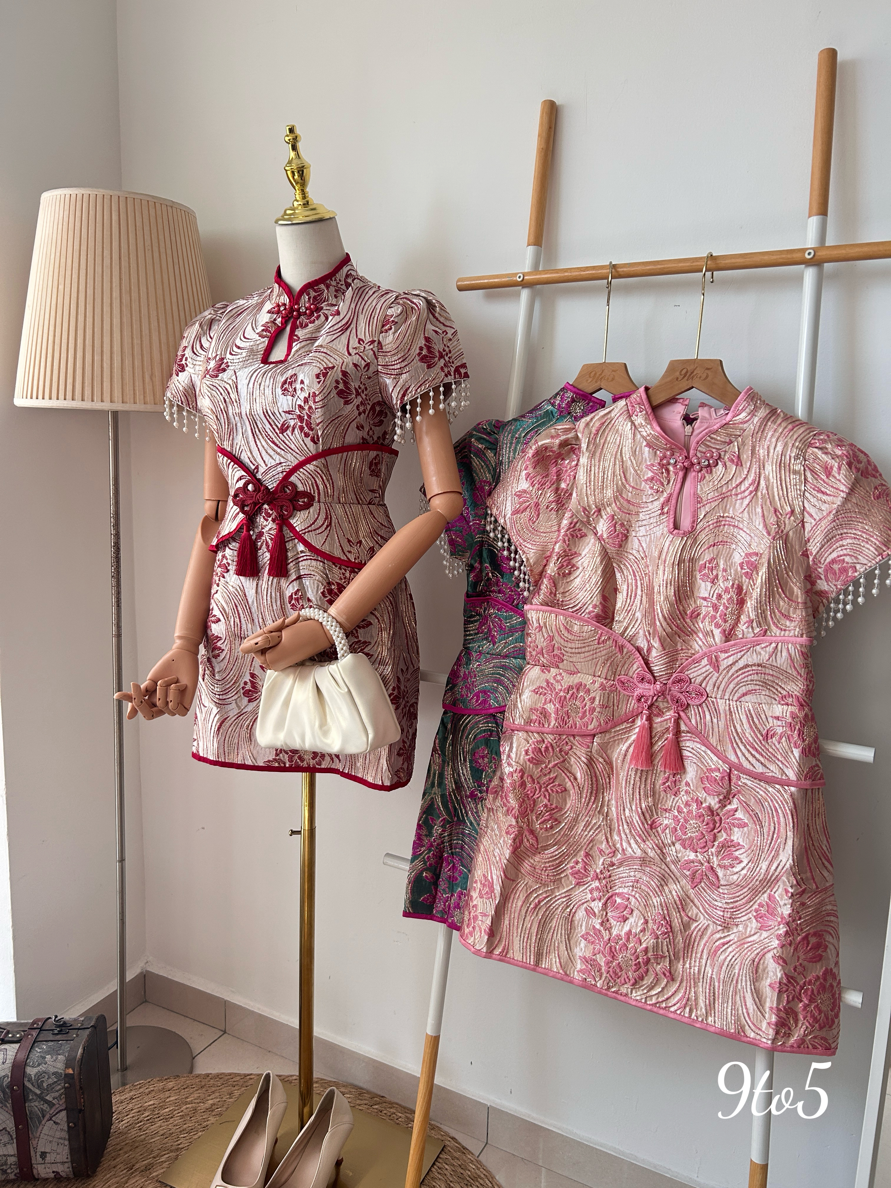 D2310 Floral Cheongsam Dress - 3 Colors