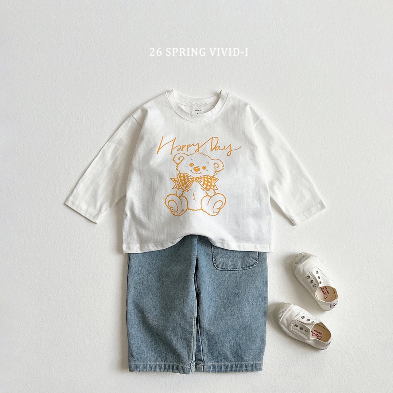 🌸預訂 韓國直送🌸🇰🇷VIVIDI五色快樂熊印花格紋上下套裝