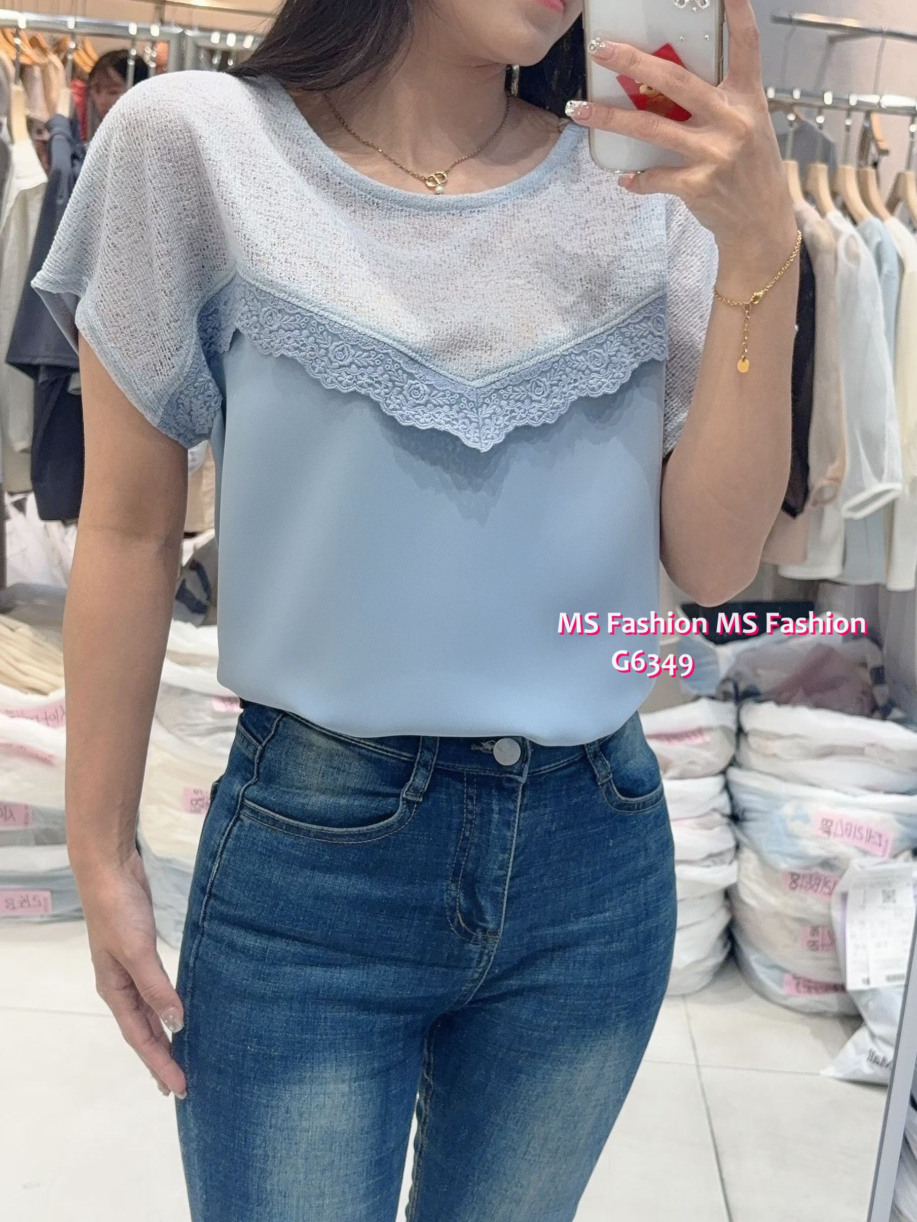 G6349 靚料拼lace top