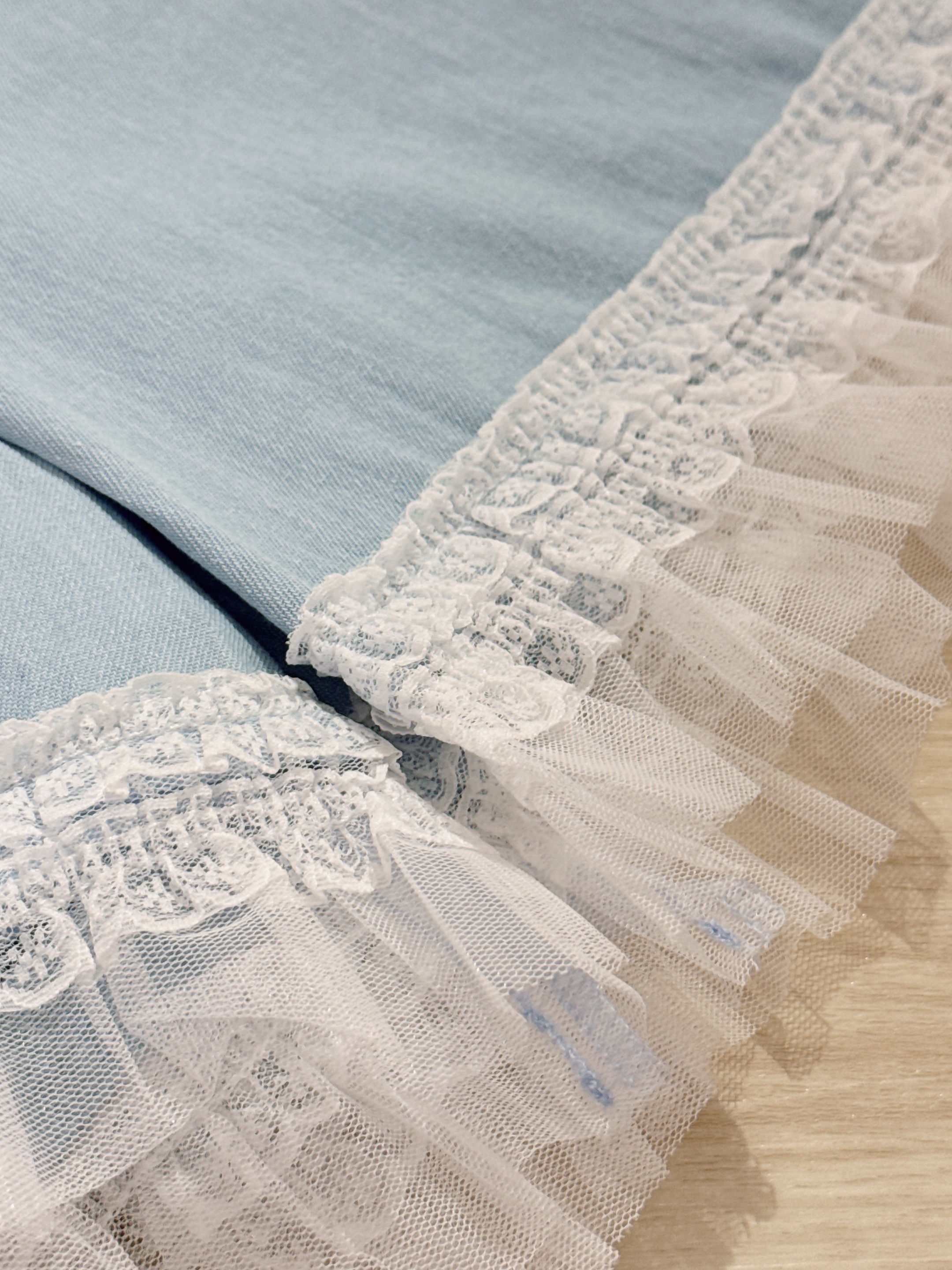 #HANNA-made# Lace Breeze Denim Shorts